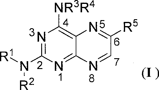 N2-arylformyl-4-ammonia/amidopteridine compound capable of regulating nitrous oxide synthase acitivity