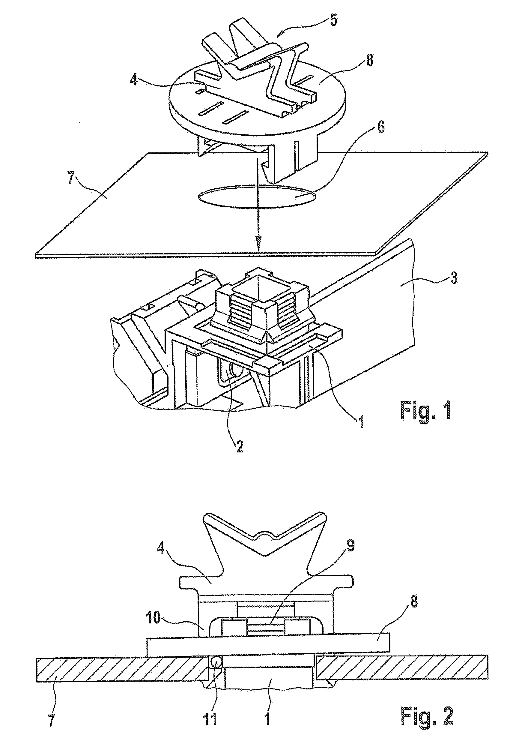 Holding device for mounting parts installed inside an aircraft fuselage