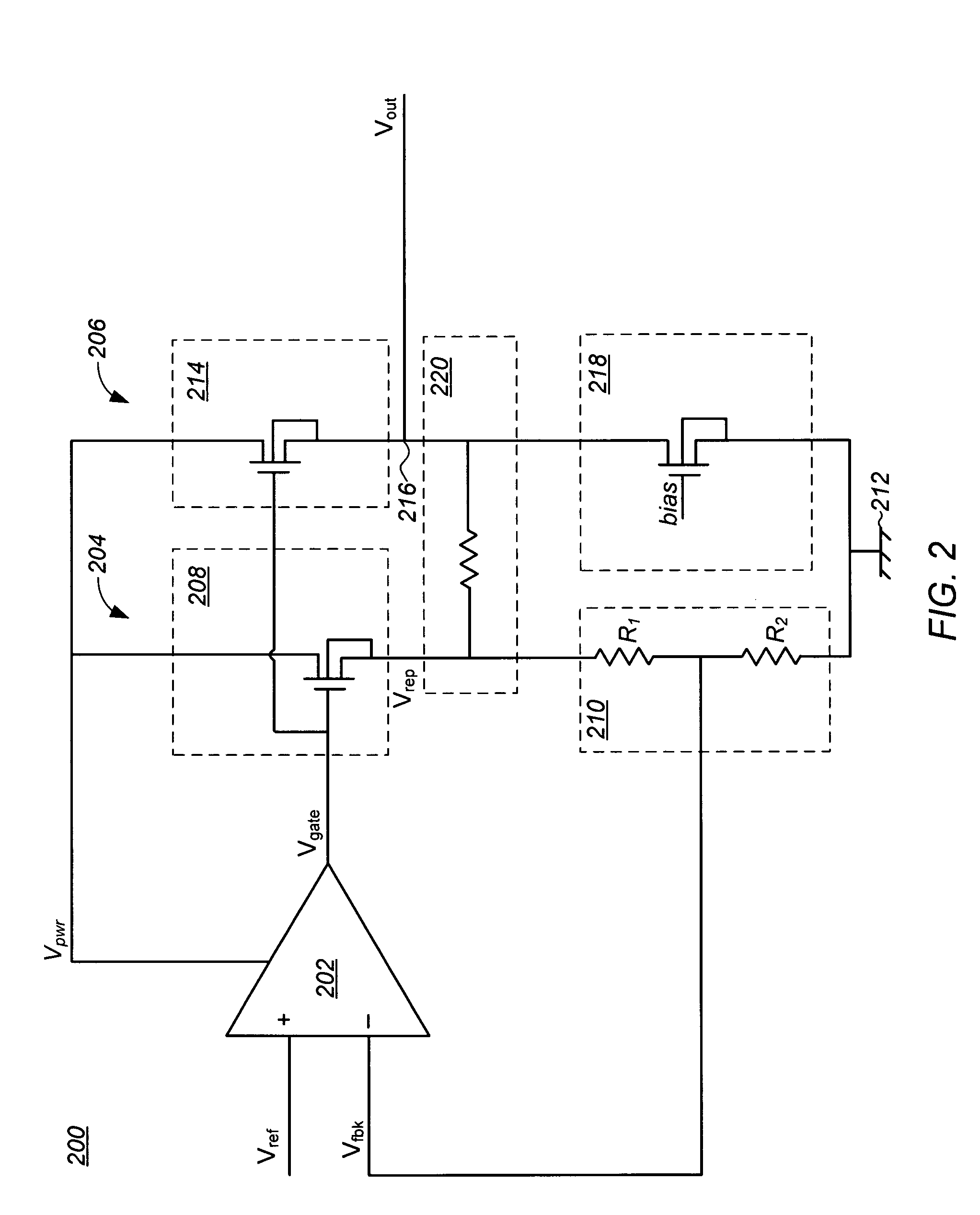 Replica transistor voltage regulator