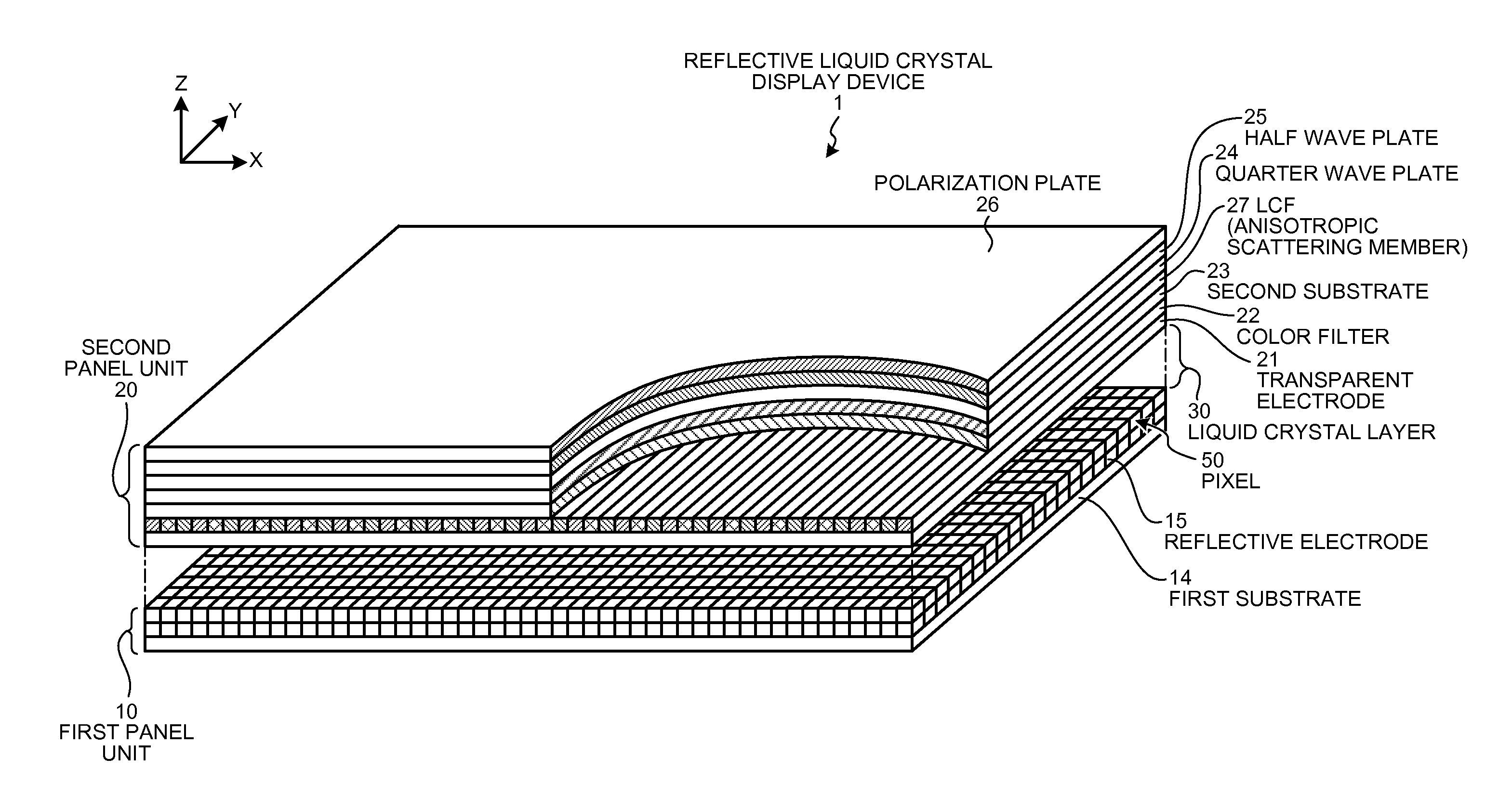 Reflective liquid crystal display device and electronic apparatus provided therewith