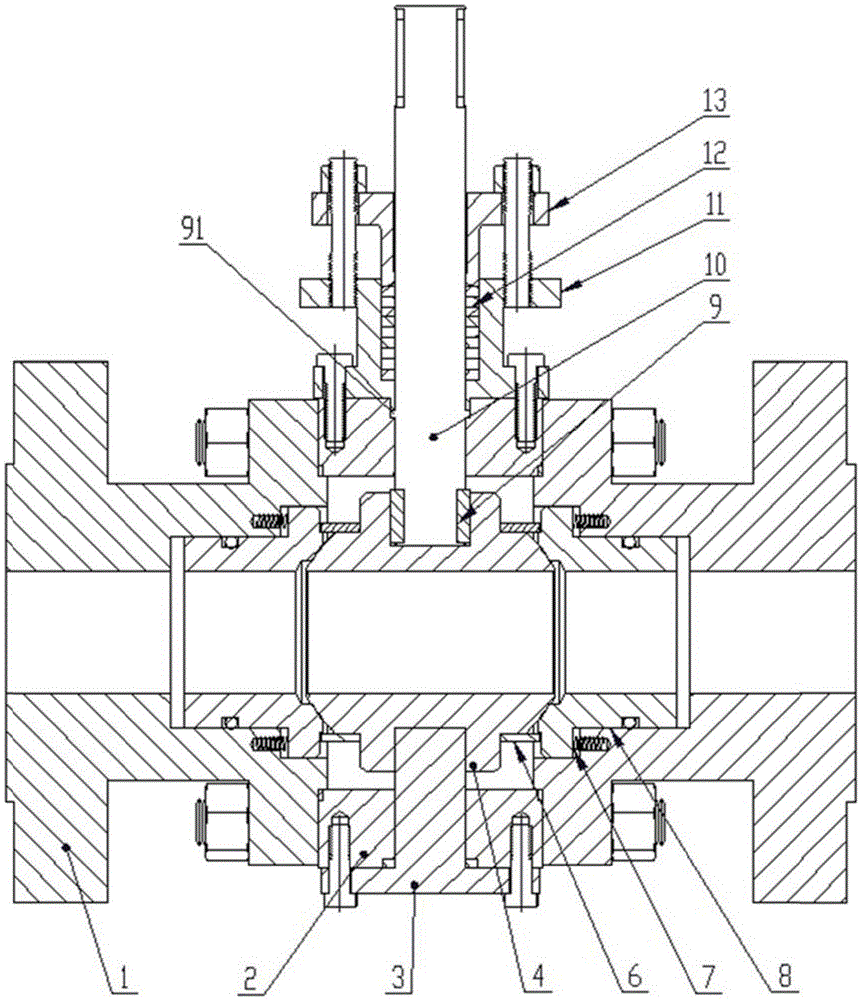Ball valve with non-contact valve ball and valve seats during rotation