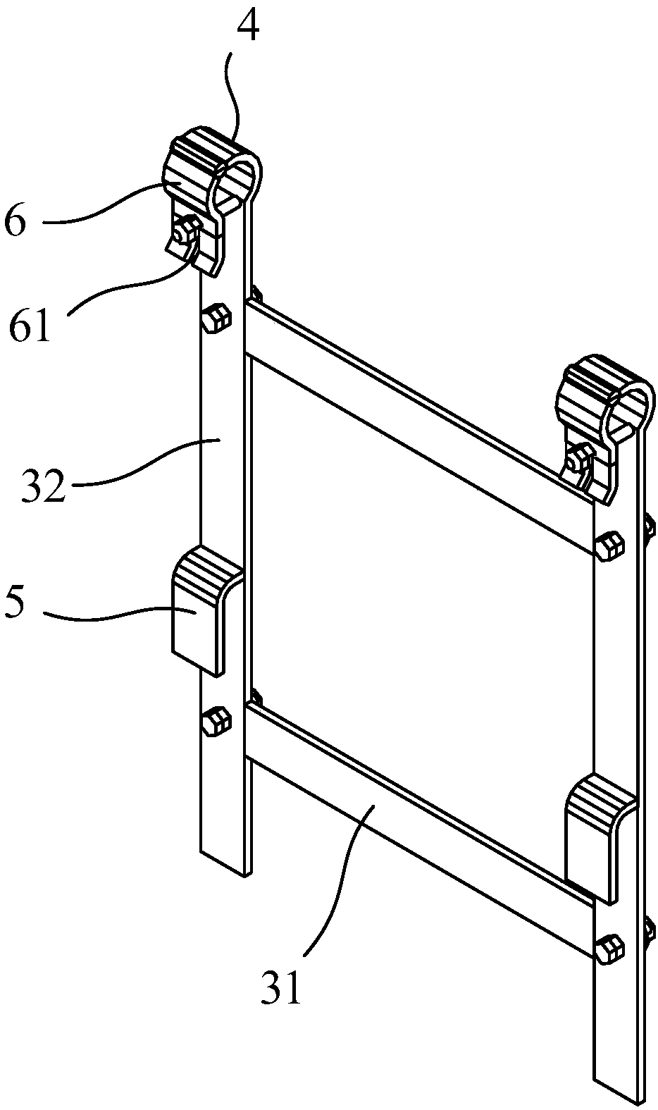 Movable hose box supporting frame