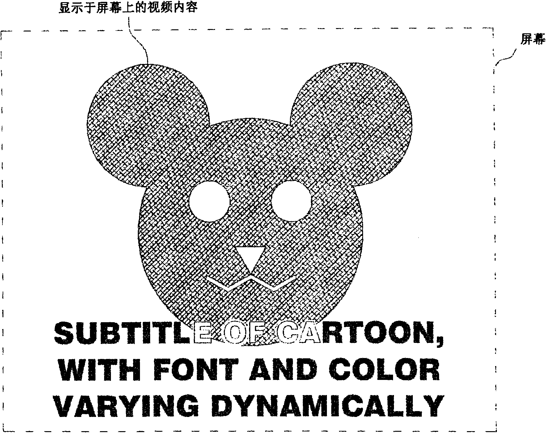 Processing method of subtitle data stream of video programme and video displaying system