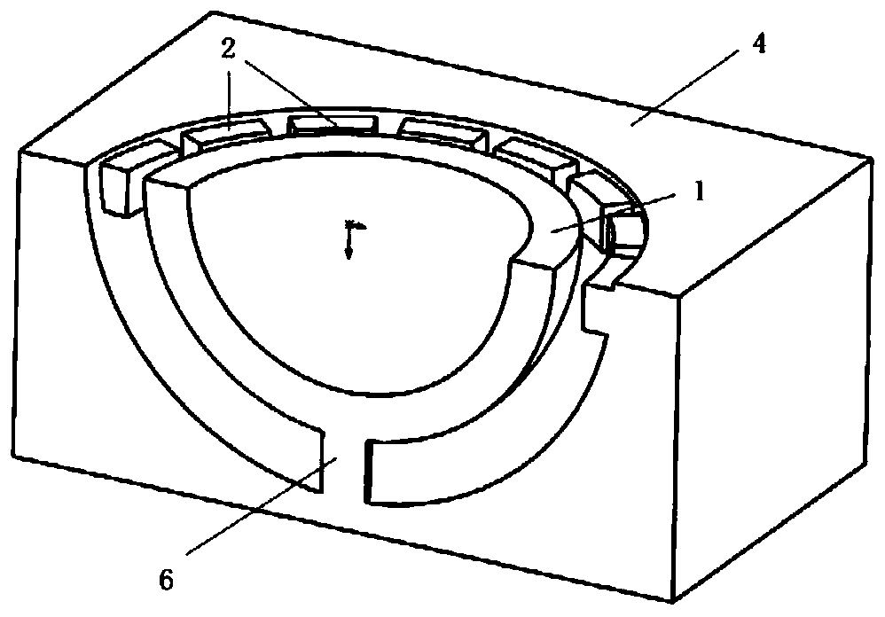 Two-electrode distributed micro gyroscope with side-discrete adjacent ring and its preparation method