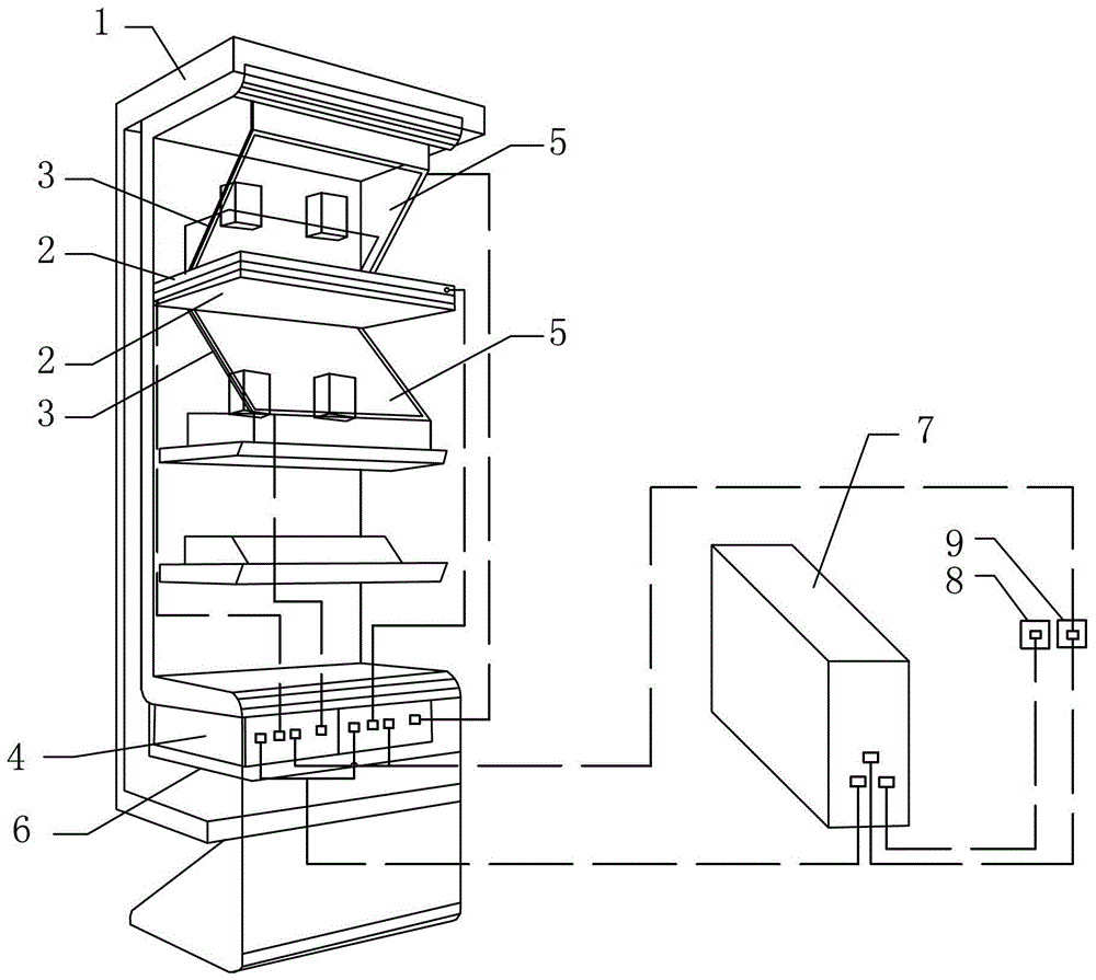 A vertical interactive display counter with stacked screens and double floating imaging display