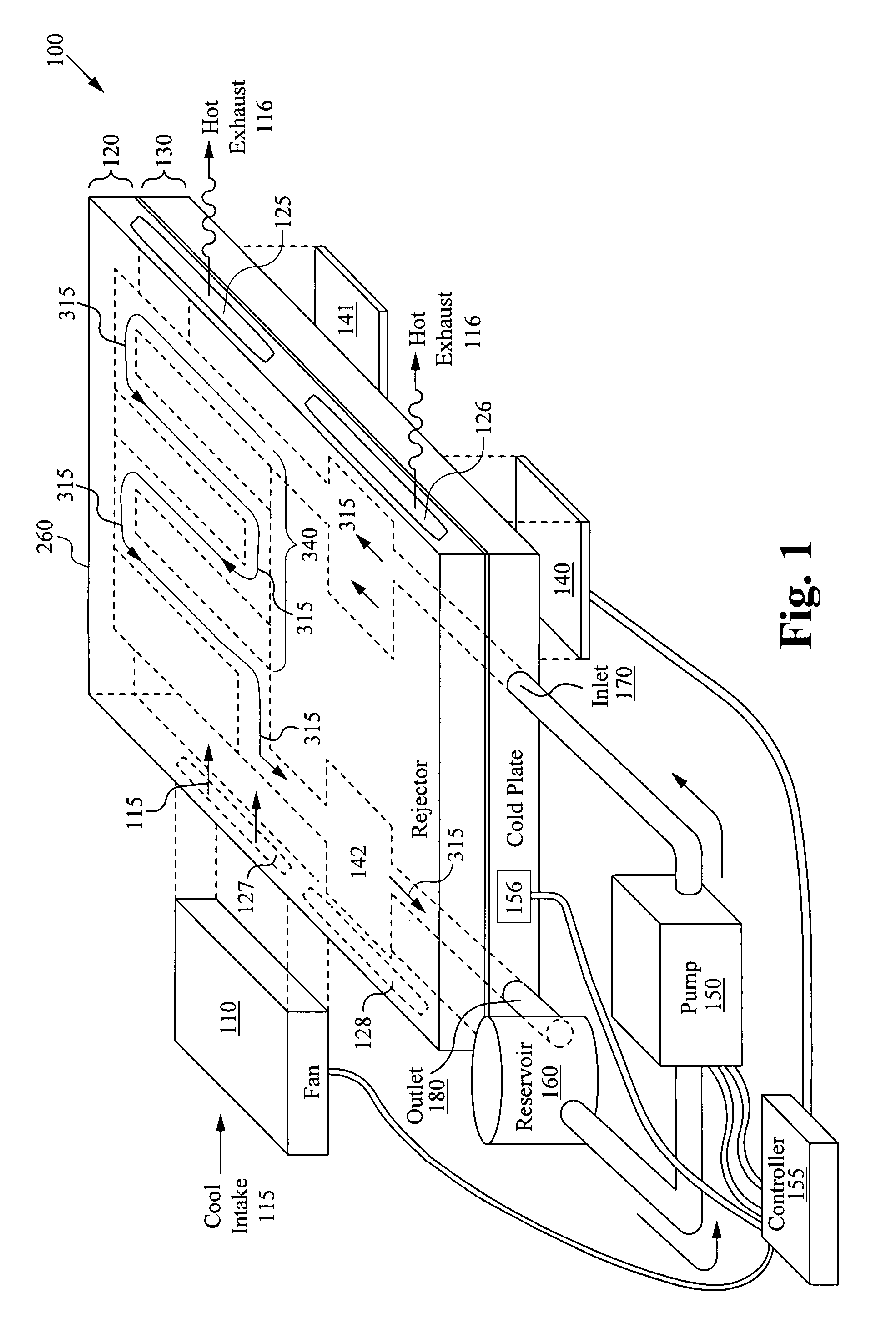 Integrated liquid to air conduction module