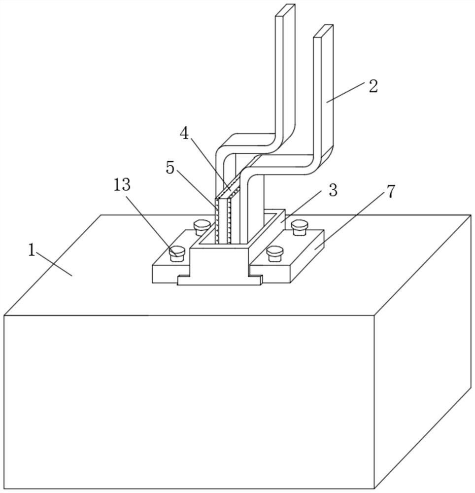 A fixing device for transformer copper bars