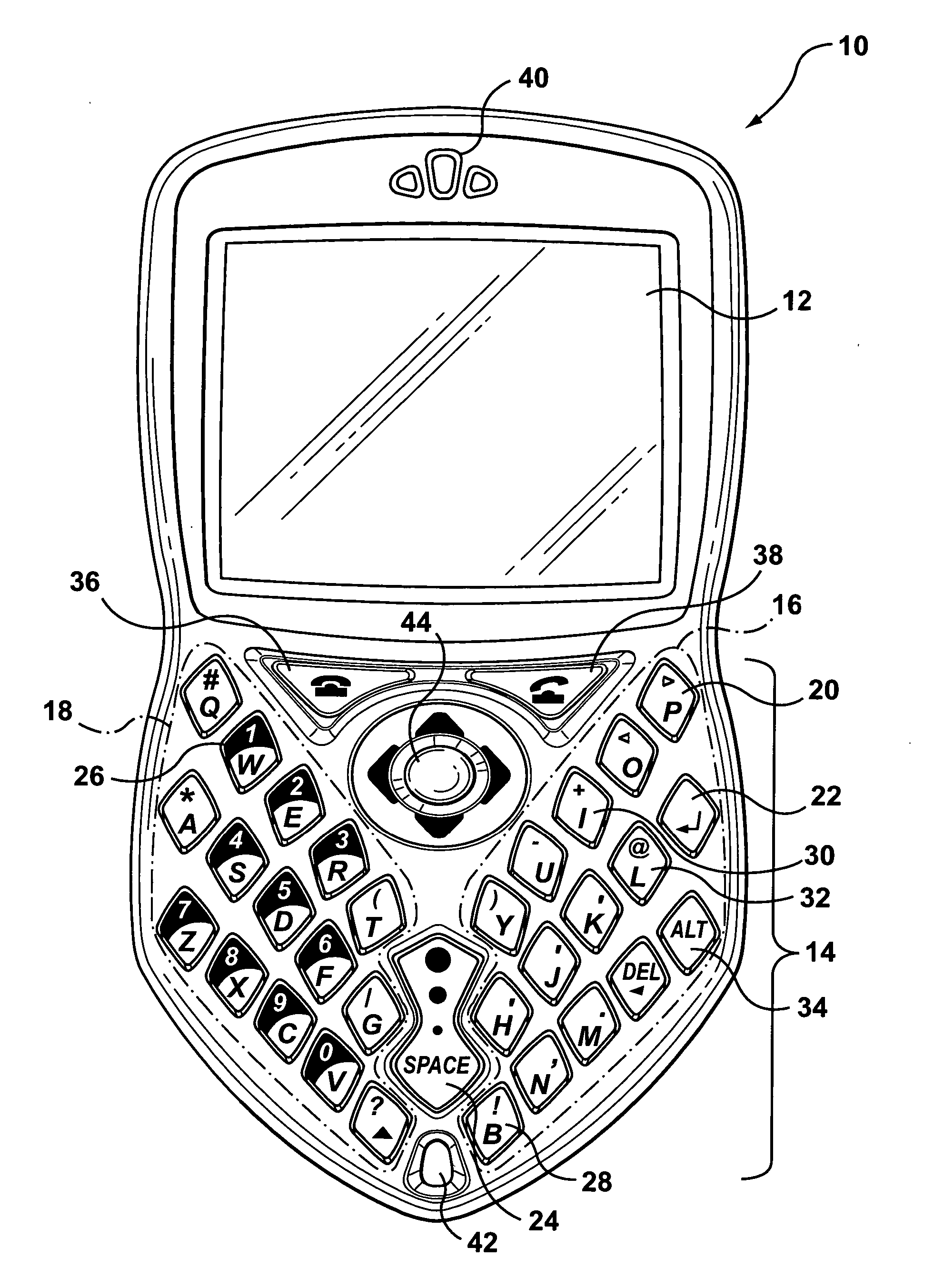 Keyboard arrangement for handheld electronic devices