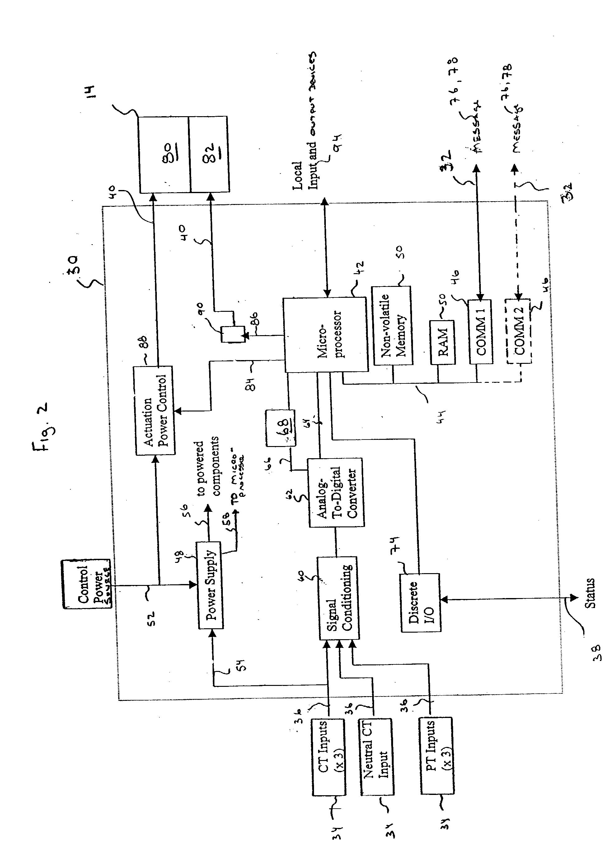 Processing system for a power distribution system