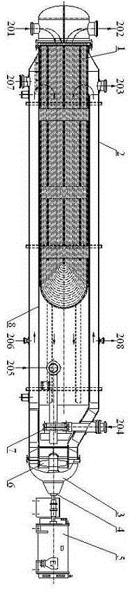 Horizontal alkylation reactor with recycle acid feeding distribution tube