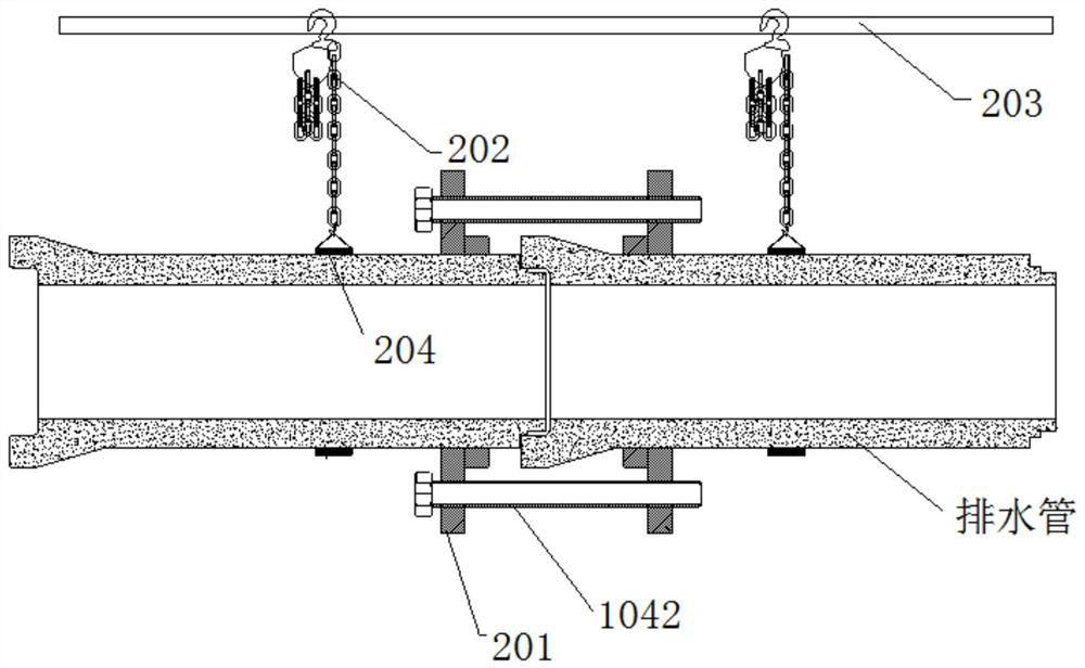 Drainage pipeline reinforcing structure and device