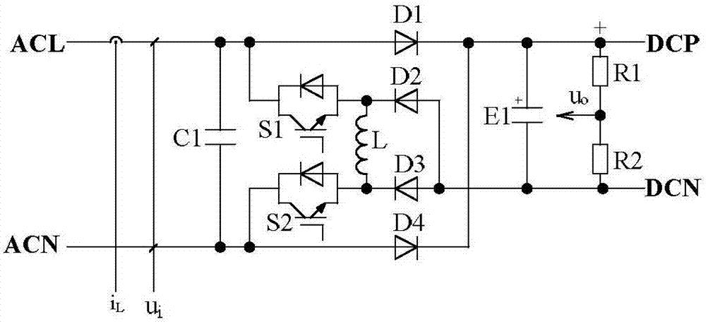 Single inductor bridgeless APFC circuit based on IGBT module