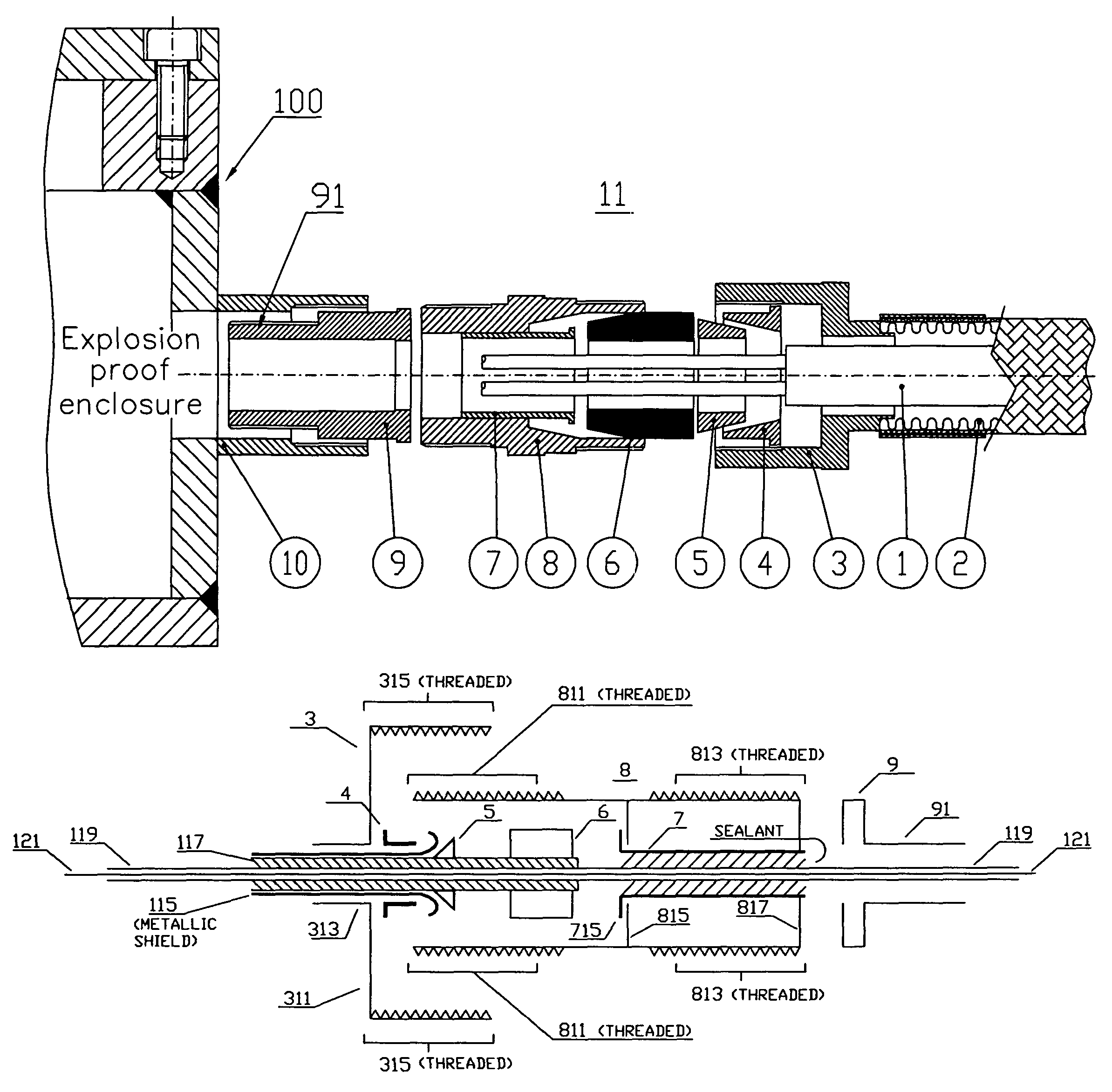 Connector apparatus and system for explosion proof engine