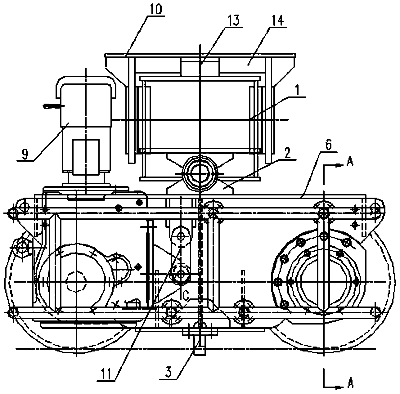 Cart walking trolley with broken shaft protection device