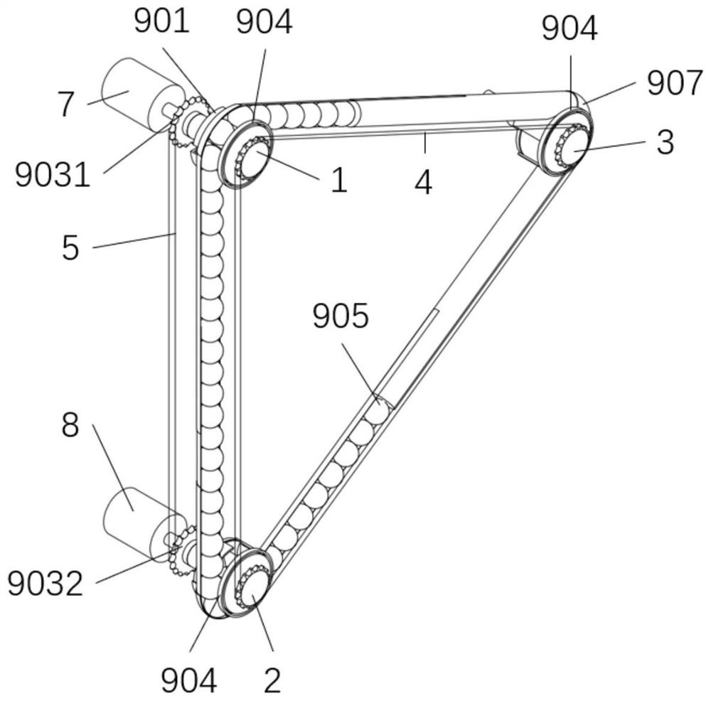 Semi-circulating ball type chain wheel position adjusting device and adjusting method