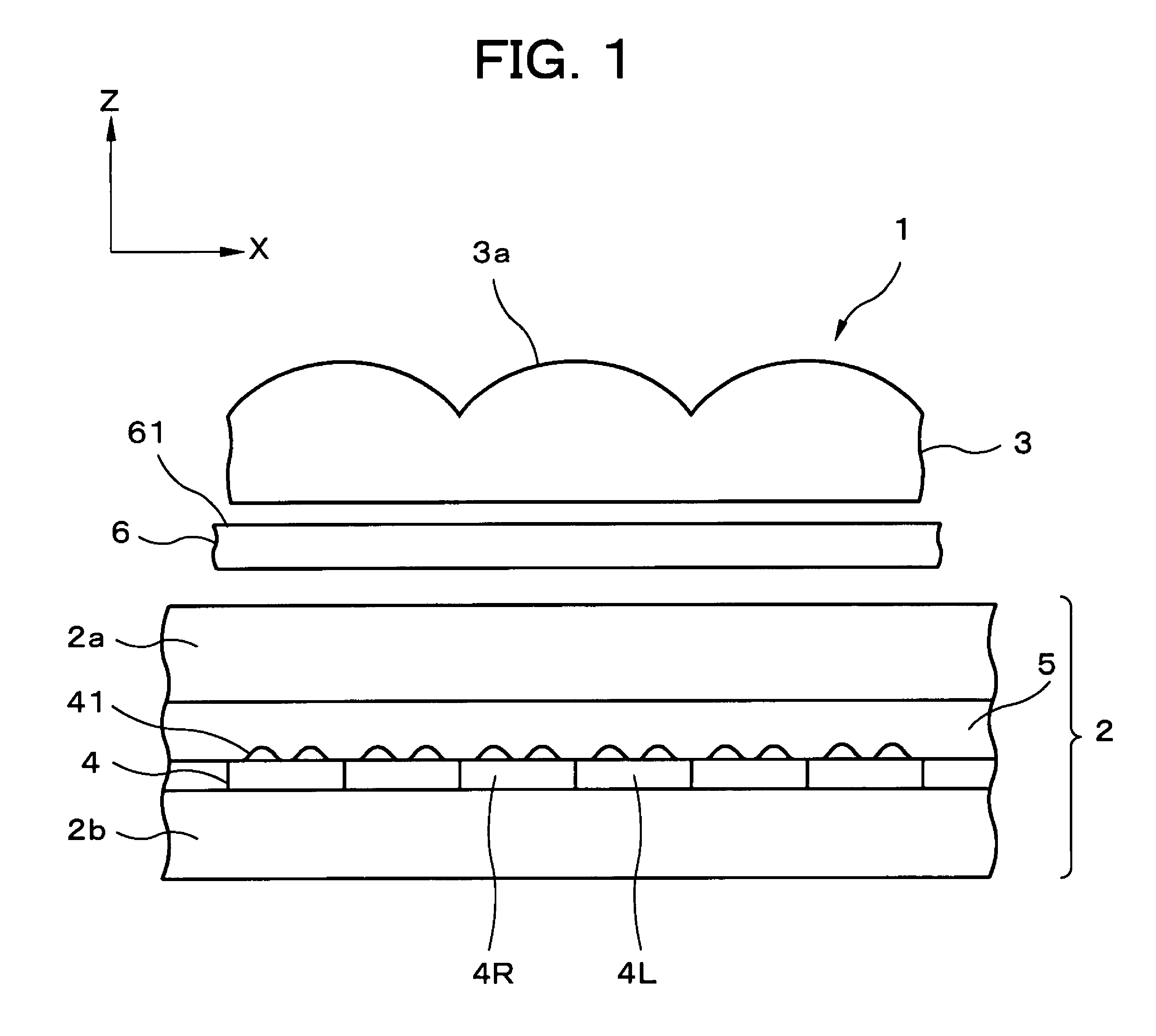 Display device displaying an image for a first viewpoint and an image for a second viewpoint