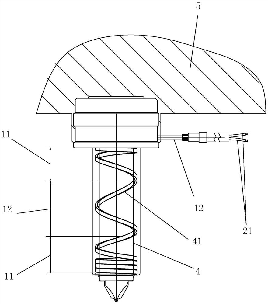 A heating strip and a hot runner and a cold runner structure using the heating strip