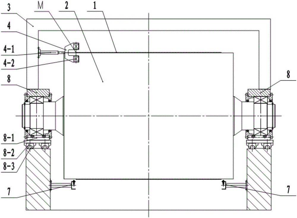 Tensioning and rectifying system of steel belt of plastic film casting machine set