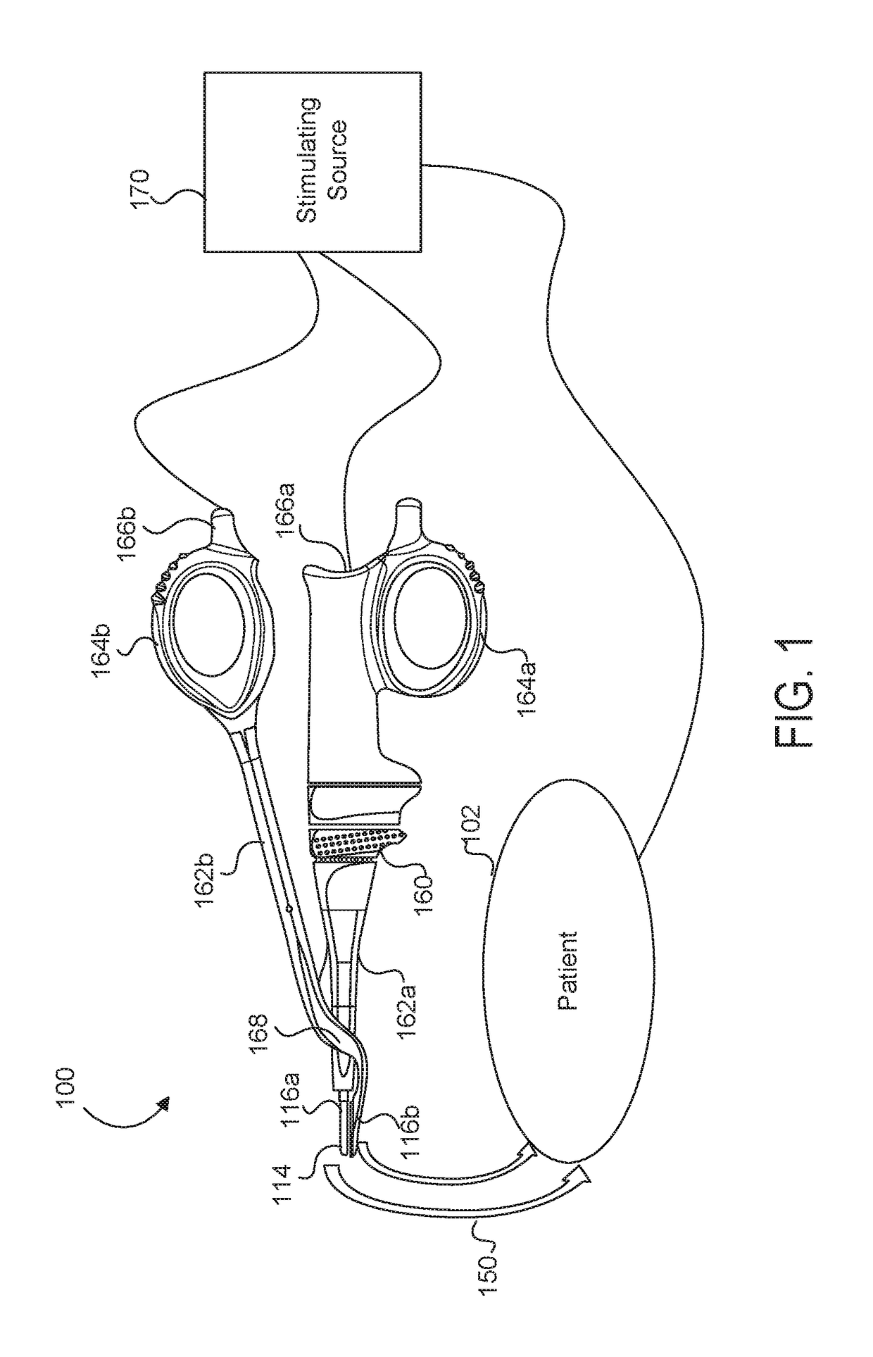 Medical device with a bilateral jaw configuration for nerve stimulation