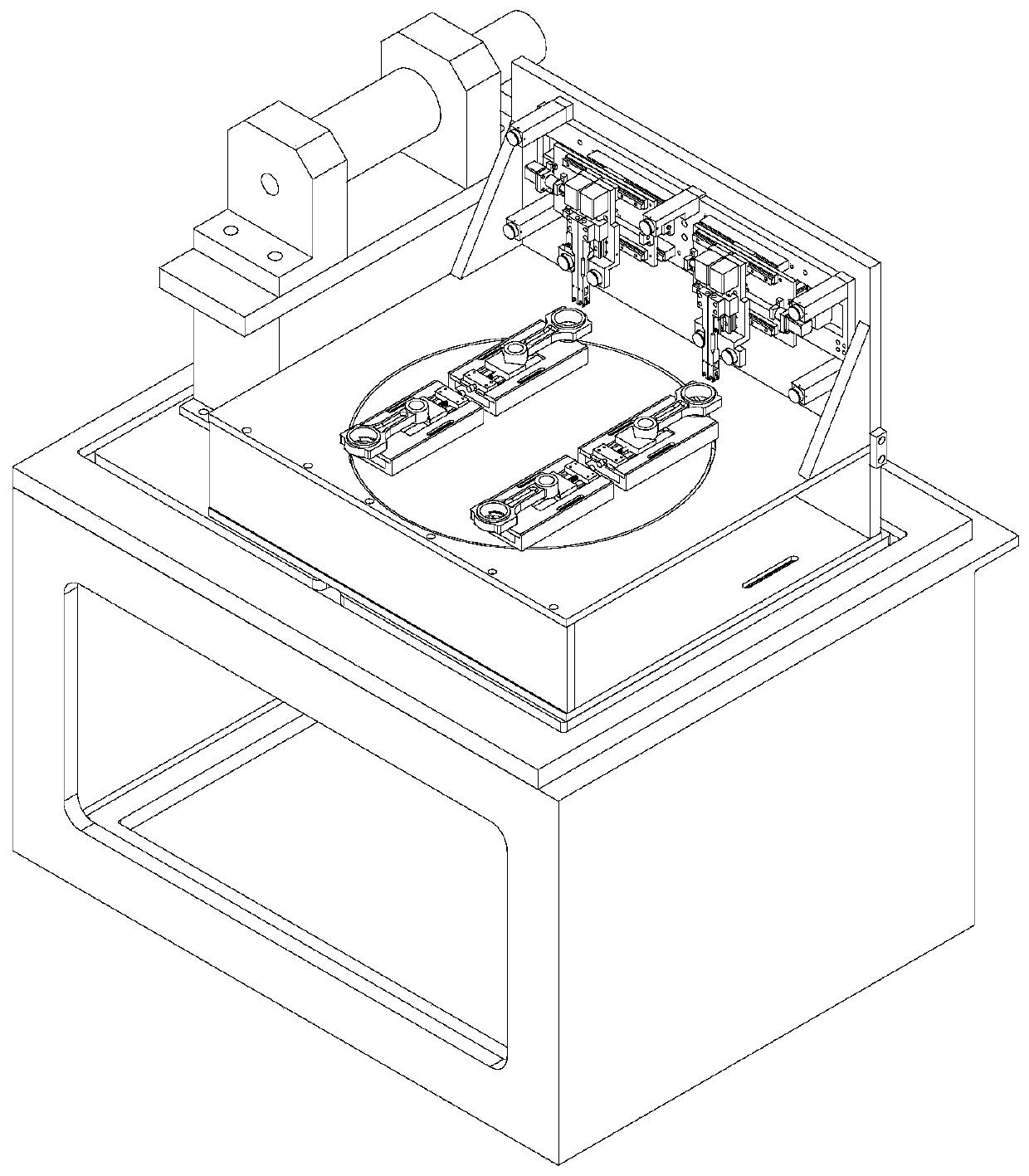 Multi-station assembly line type wire electrical discharge machining equipment for cracking groove of connecting rod