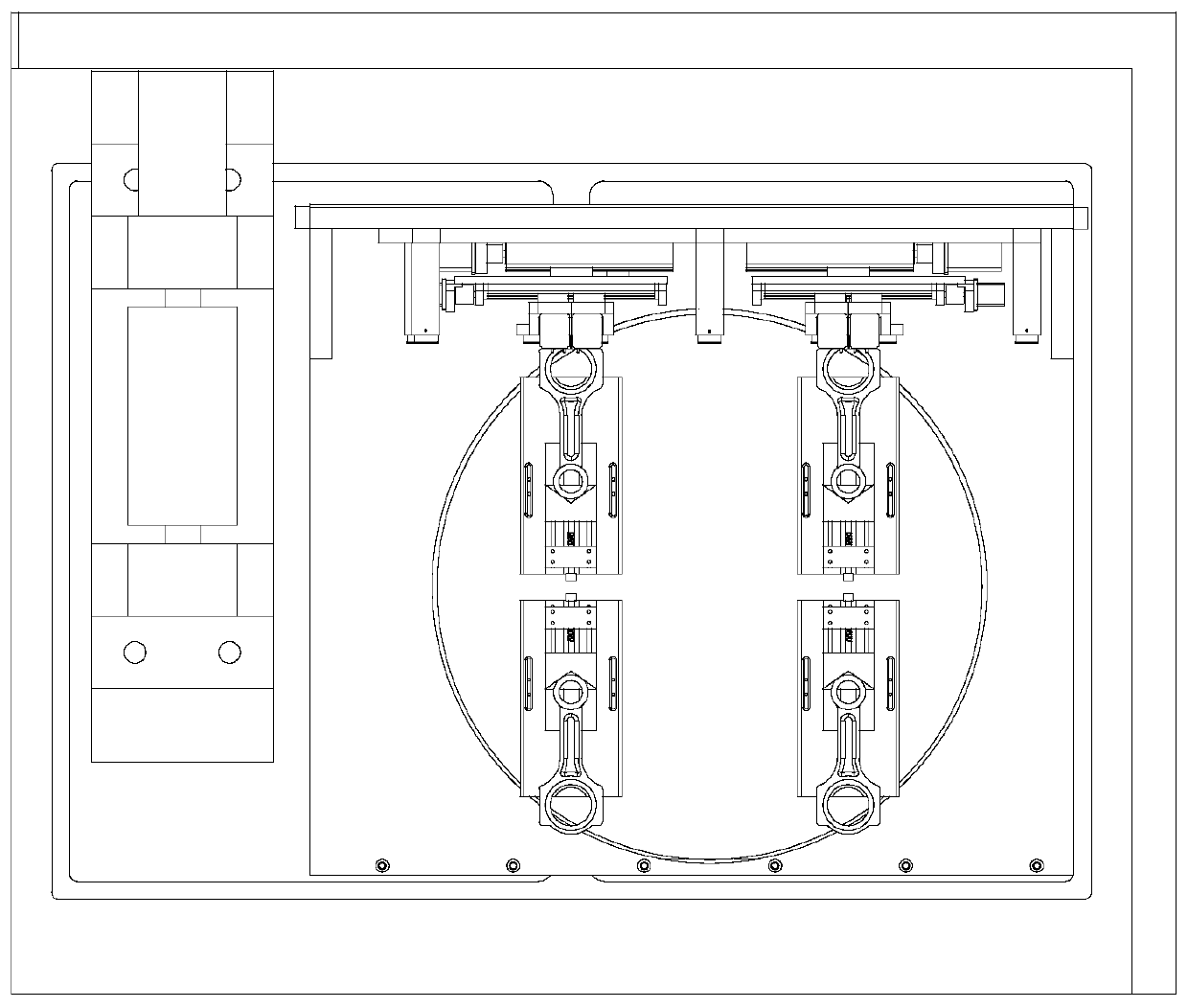 Multi-station assembly line type wire electrical discharge machining equipment for cracking groove of connecting rod