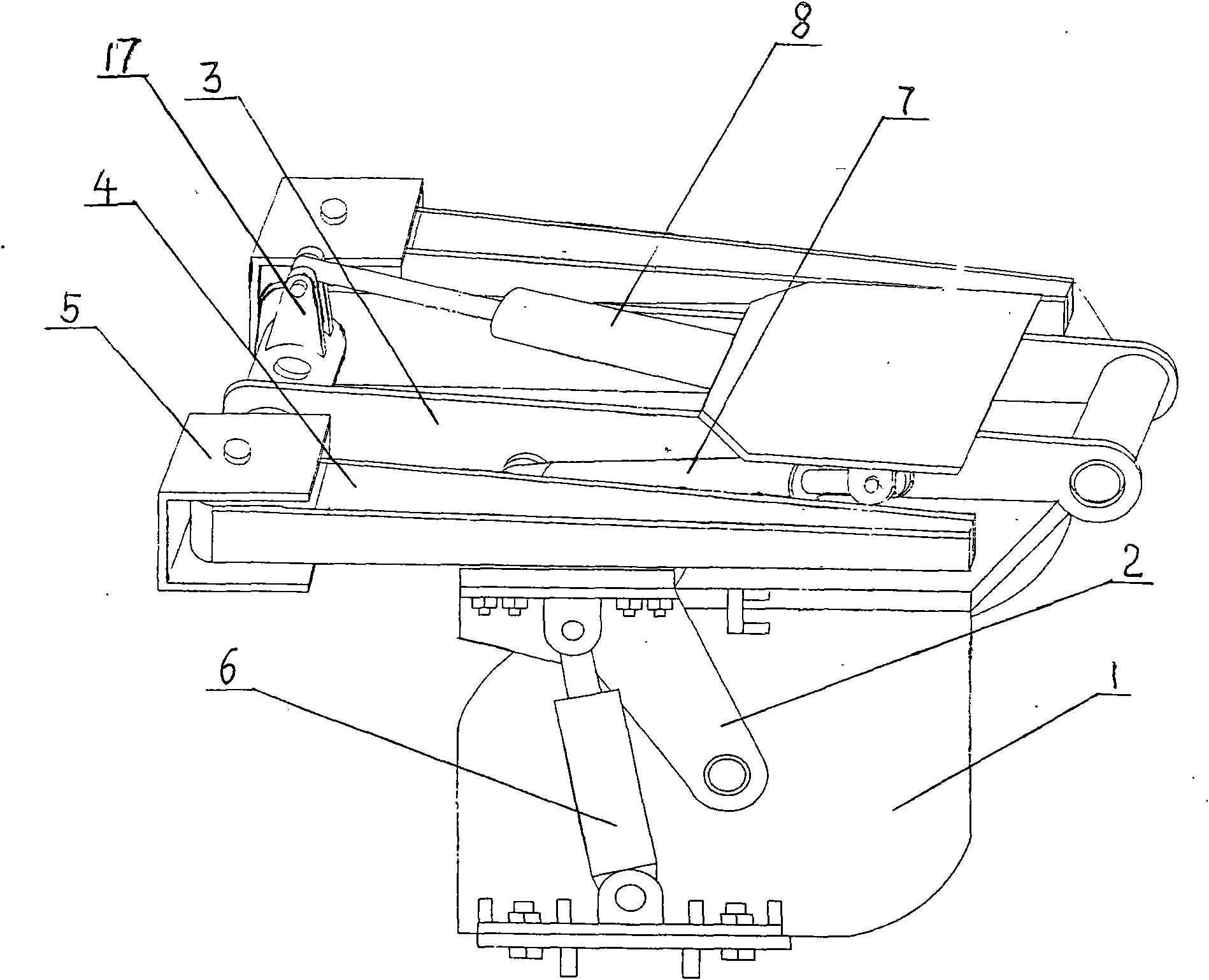 Heading machine provided with cantilever type front canopy supporting protection device