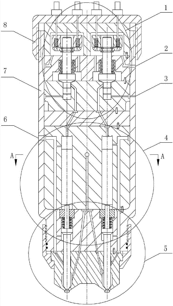 Combined double electromagnetic gas injection device