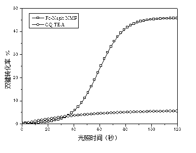 Bicomponent free radical type visible light initiation system and application thereof