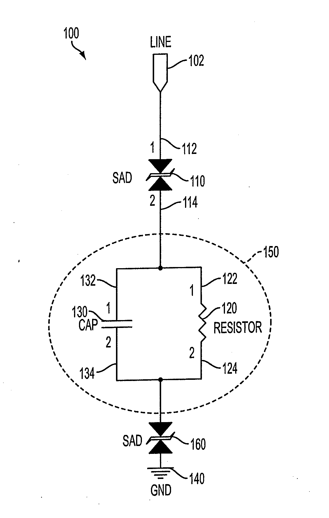 Reduced let through voltage transient protection or suppression circuit