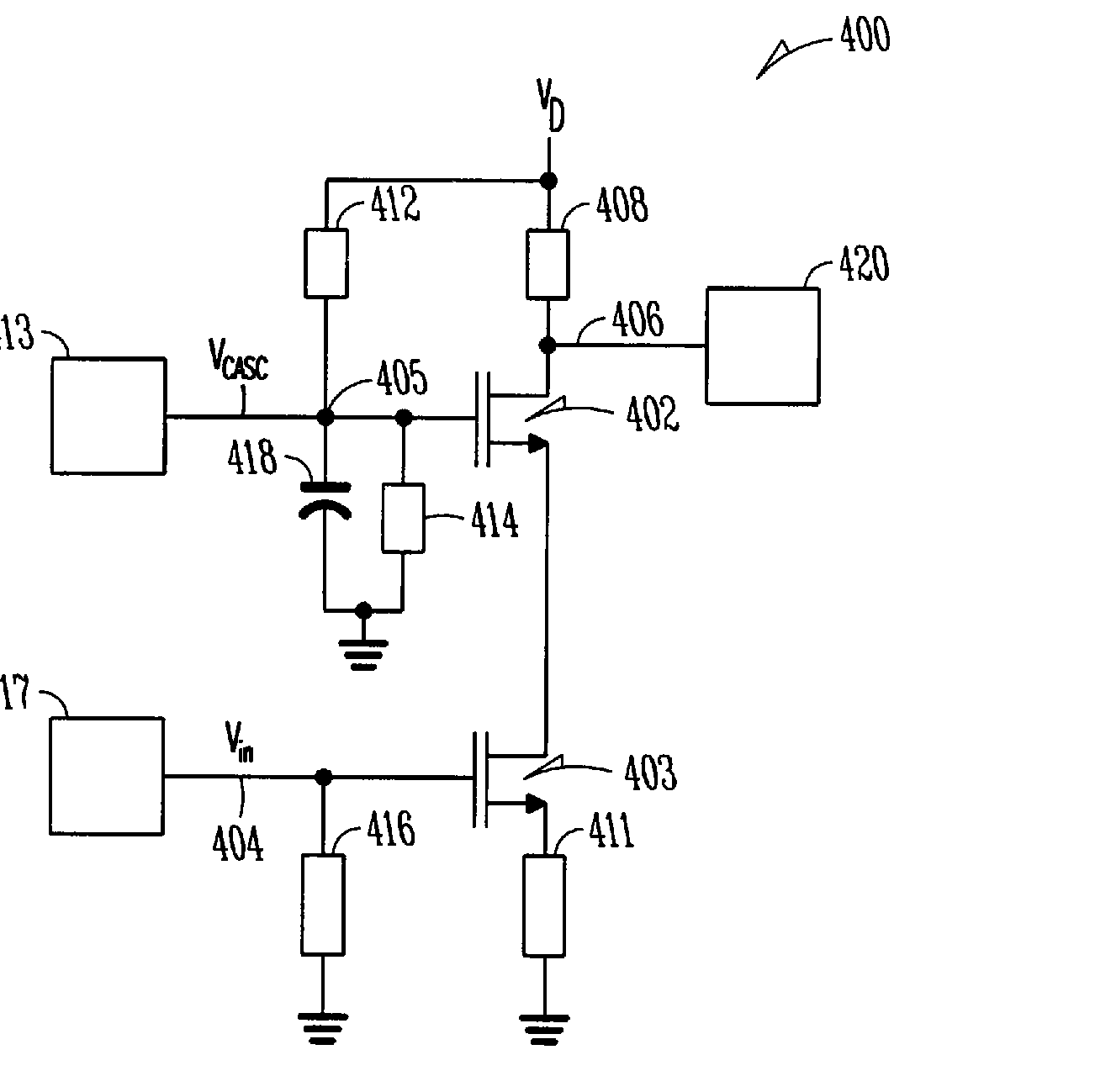 Mugfet circuit for increasing output resistance