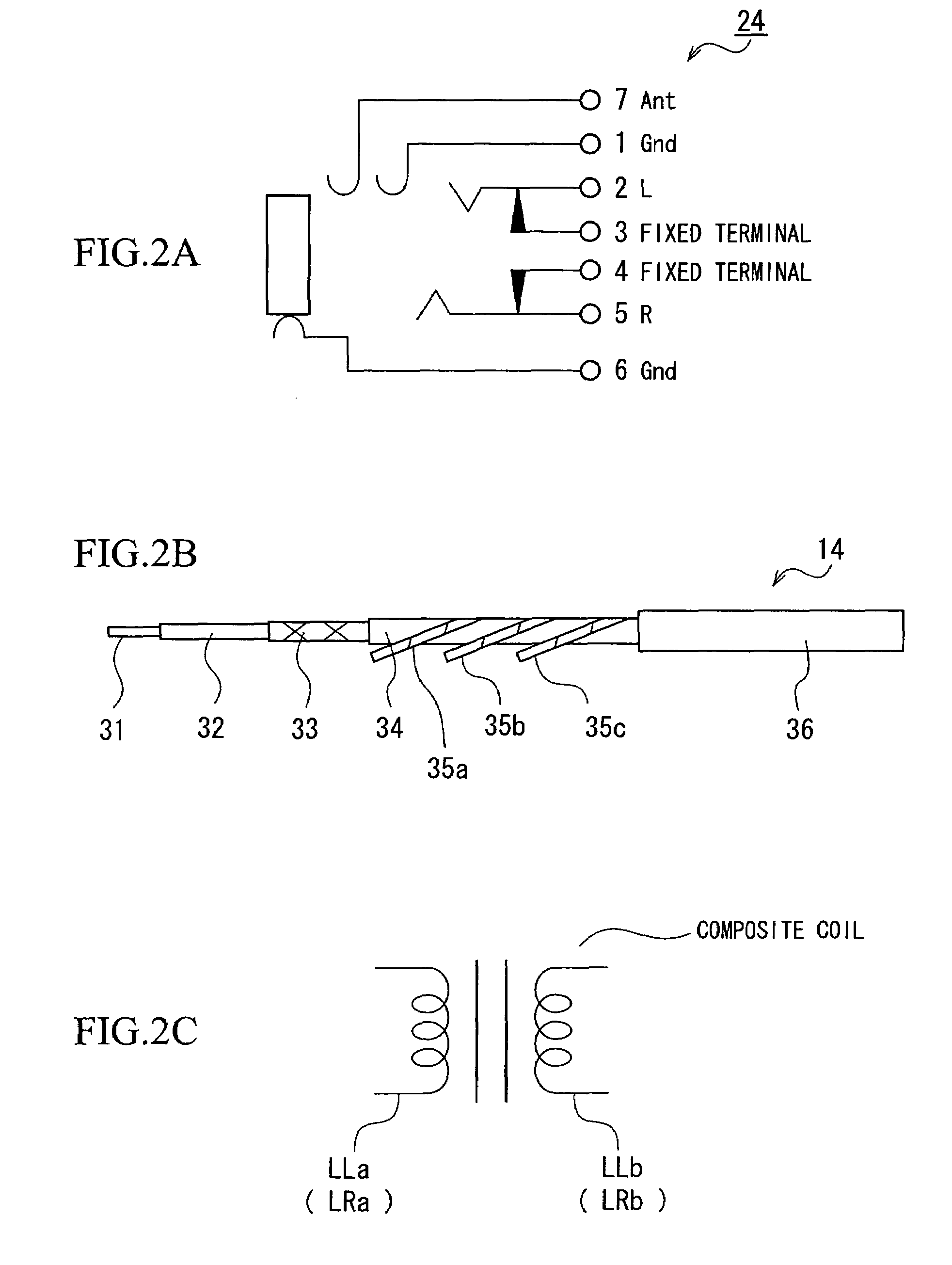 Earphone antenna, composite coil and coaxial cable used therefor, and wireless device provided with the earphone antenna