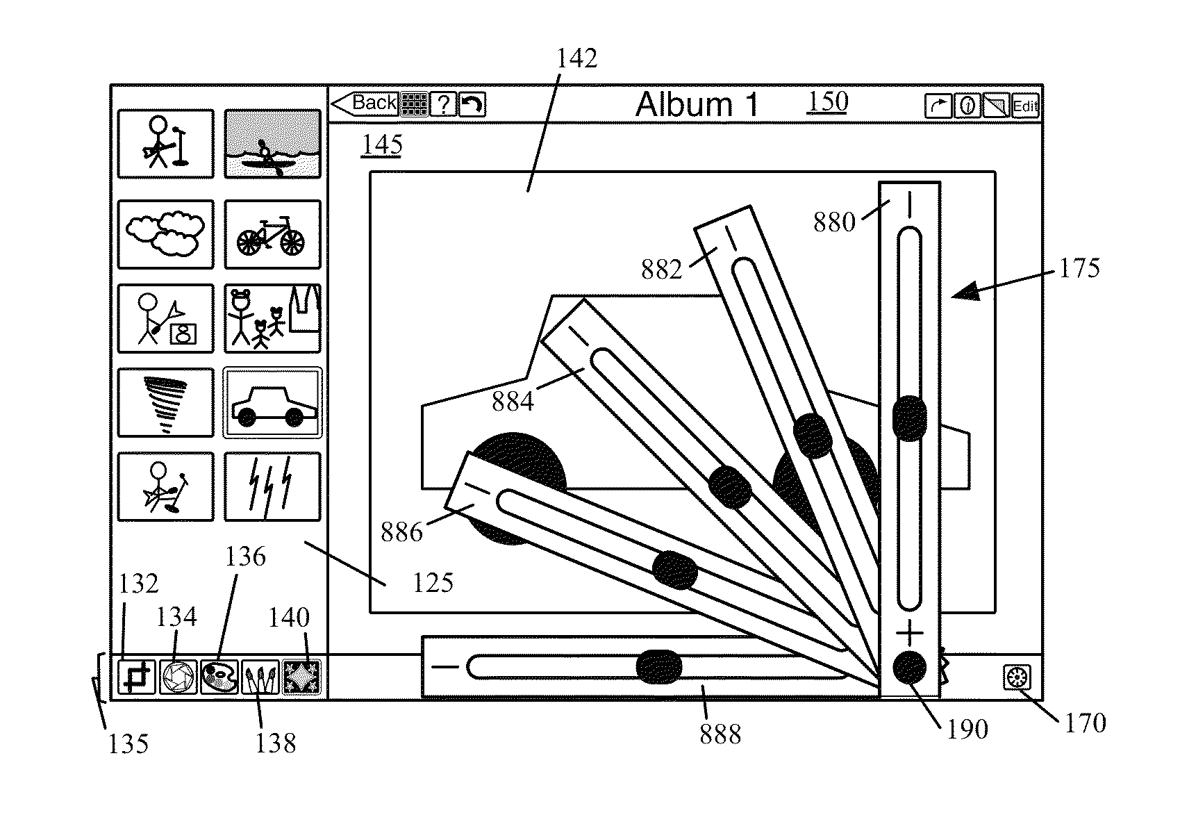 Fanning user interface controls for a media editing application