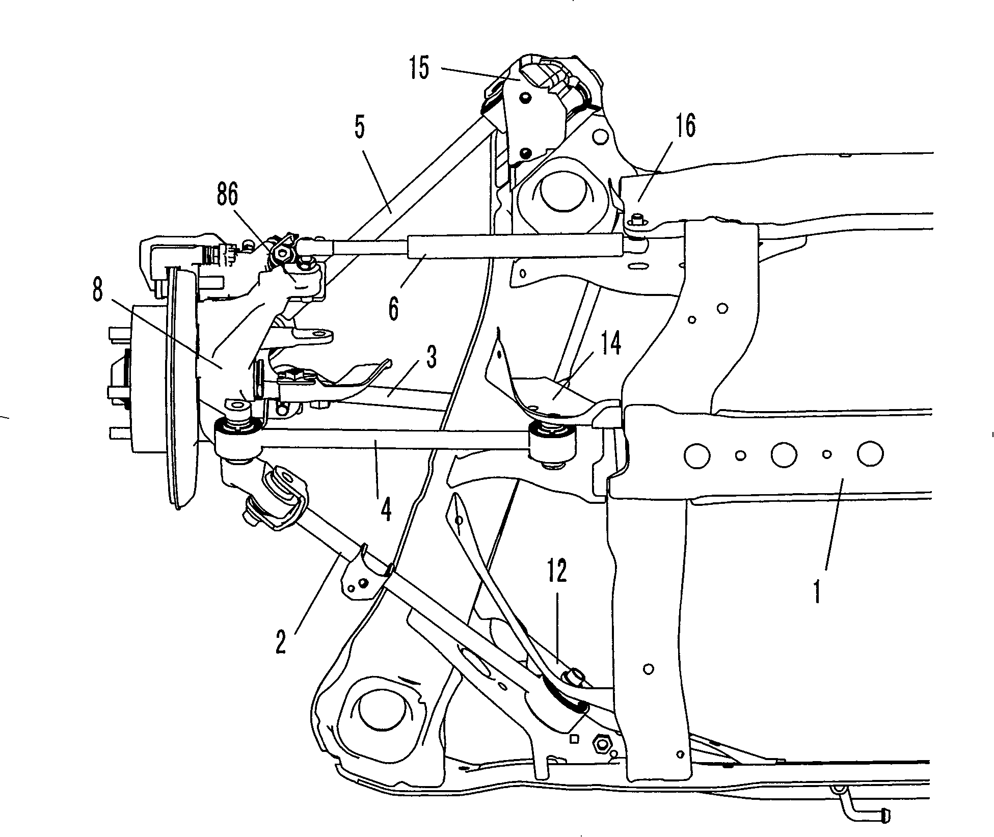 Rear suspension for automobile