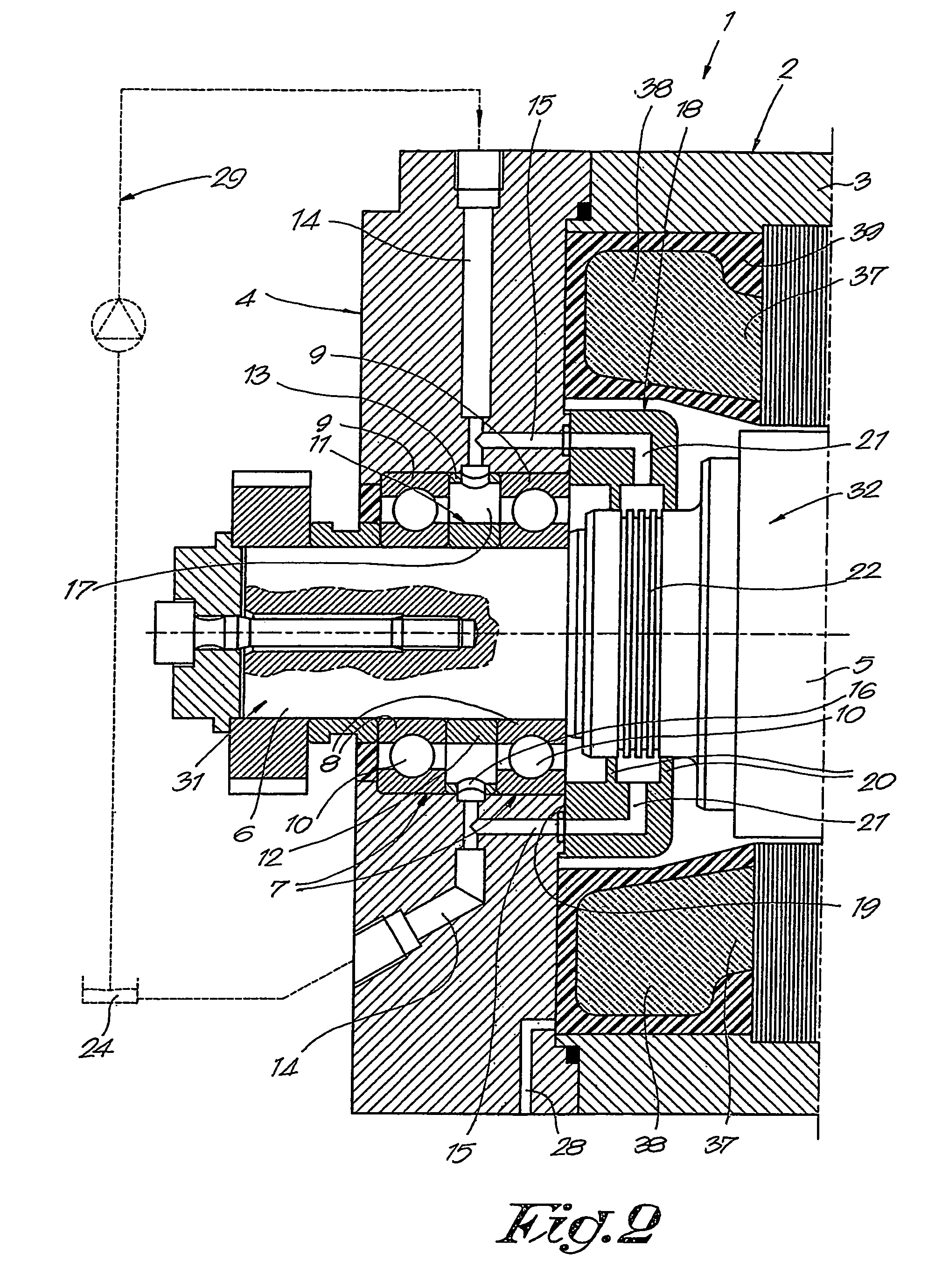 Machine with an improved bearing lubrication