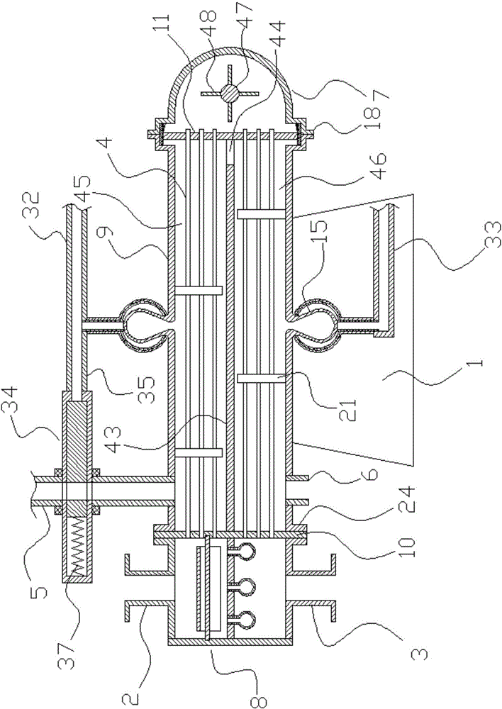 Tube-shell type double-liquid heat exchange device