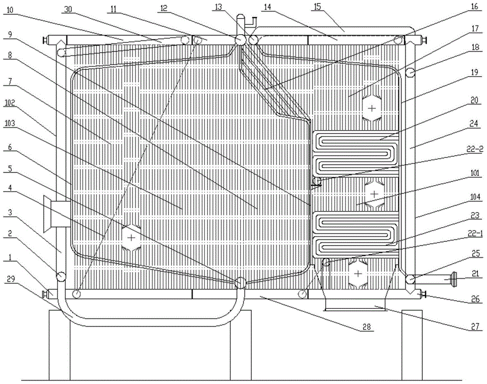 Water circulation structure of a gas corner tube hot water boiler