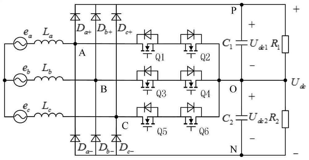 Carrier discontinuous modulation method of three-phase Vienna rectifier