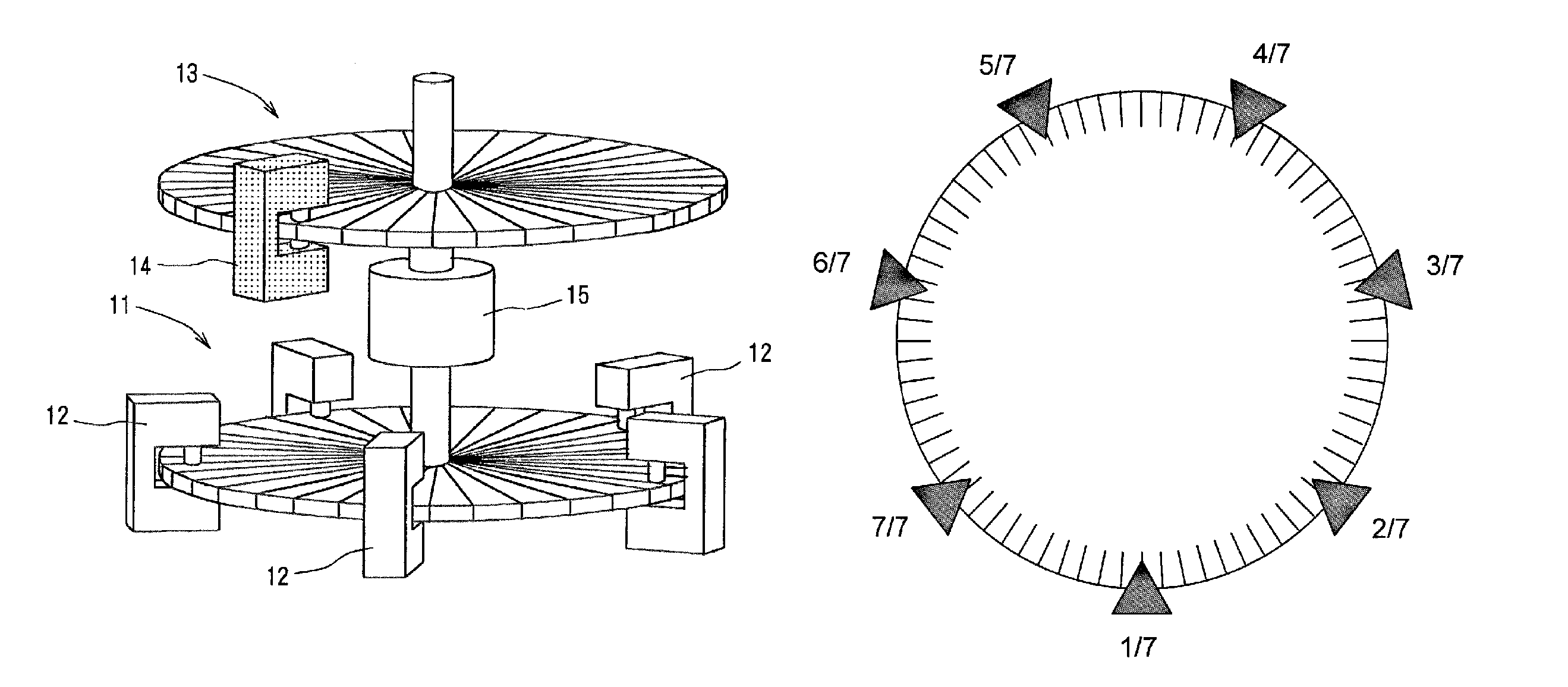 Angle detecting device with complex self-calibration function