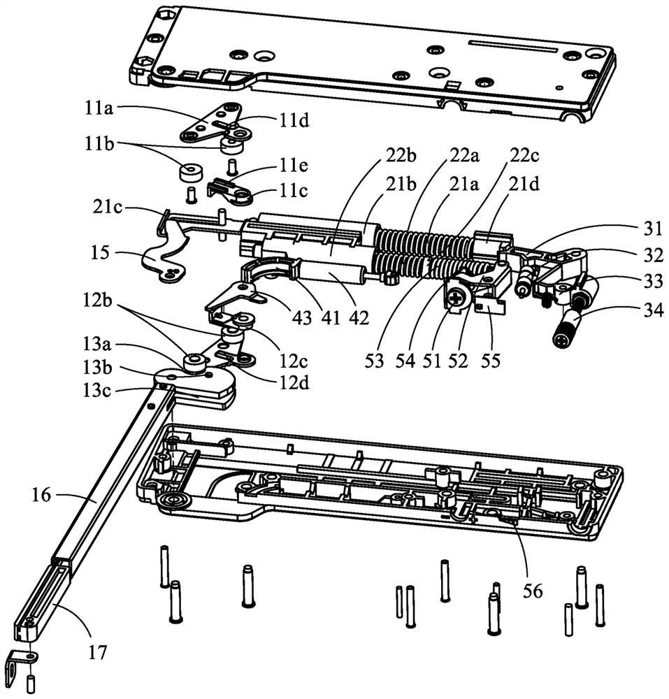 Door body opening and closing device driven by double sliding sleeves