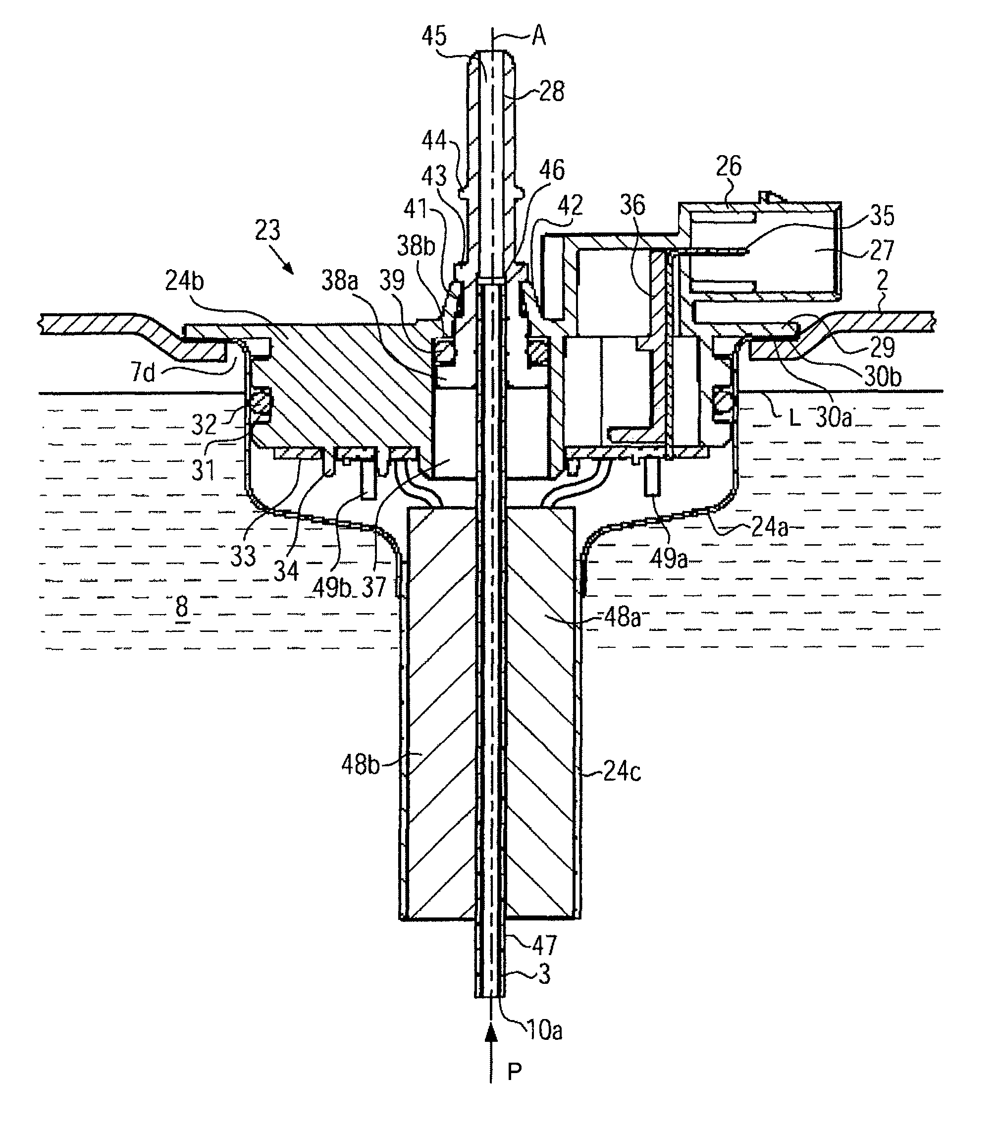Tank withdrawal system with electric and fluidic heating device