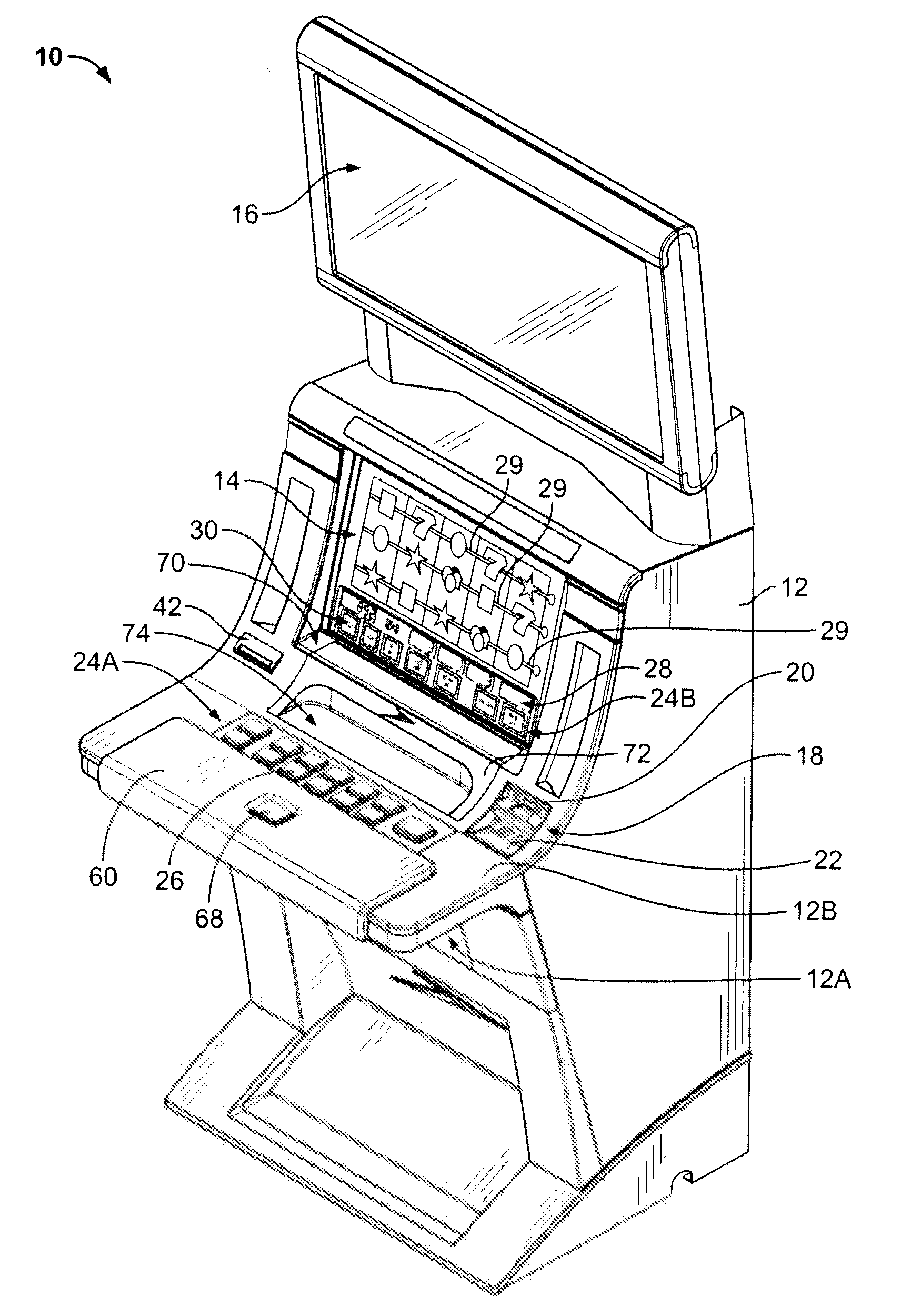 Insert having storage space for a convertible area of an electronic gaming machine