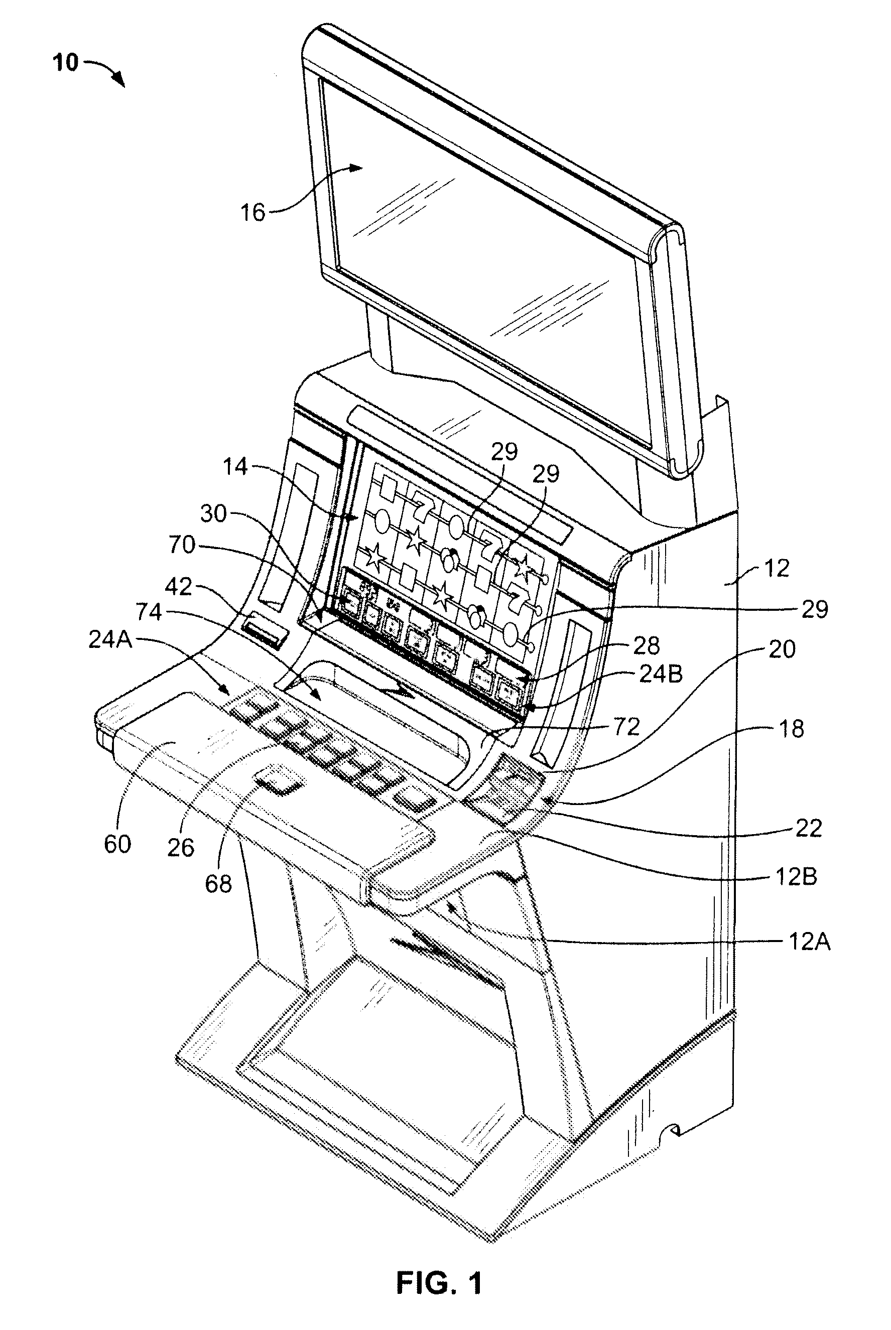 Insert having storage space for a convertible area of an electronic gaming machine
