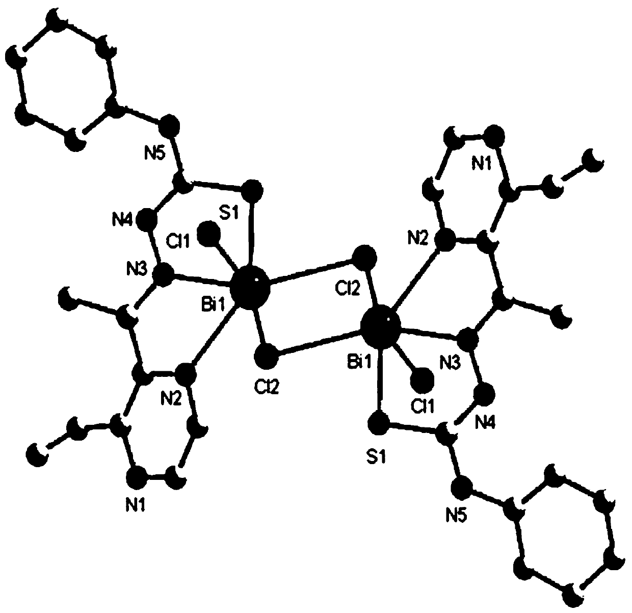 Bismuth compound with 2-acetyl-3-ethylpyrazine thiosemicarbazone as ligand and synthesis method of bismuth compound
