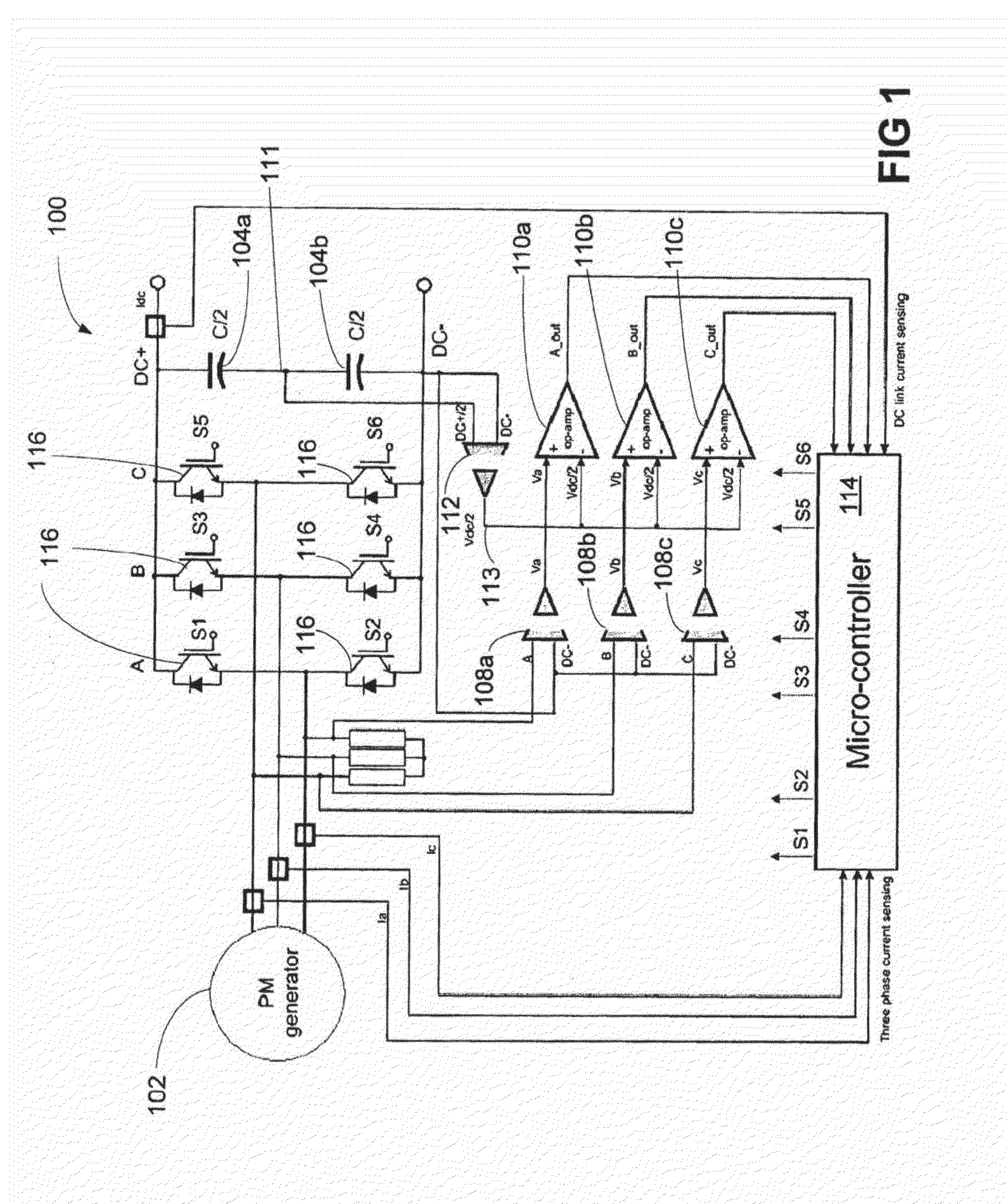 System and method for sensor-less hysteresis current control of permanent magnet synchronous generators without rotor position information