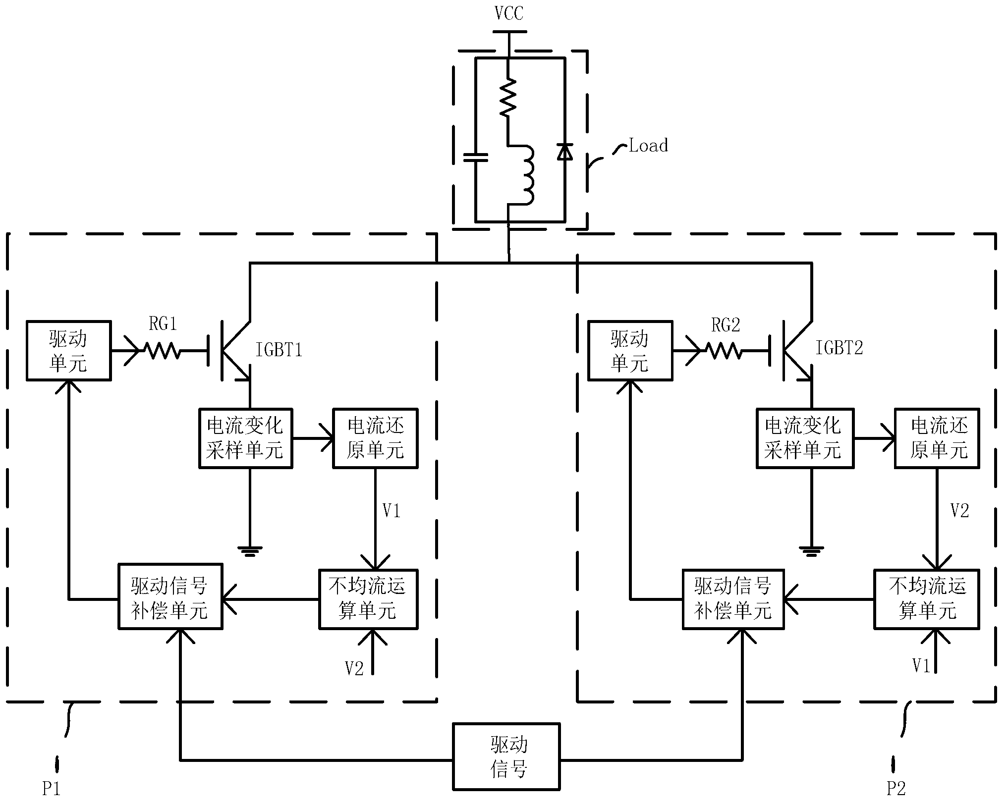 Equalized current output circuit of insulated gate bipolar transistor
