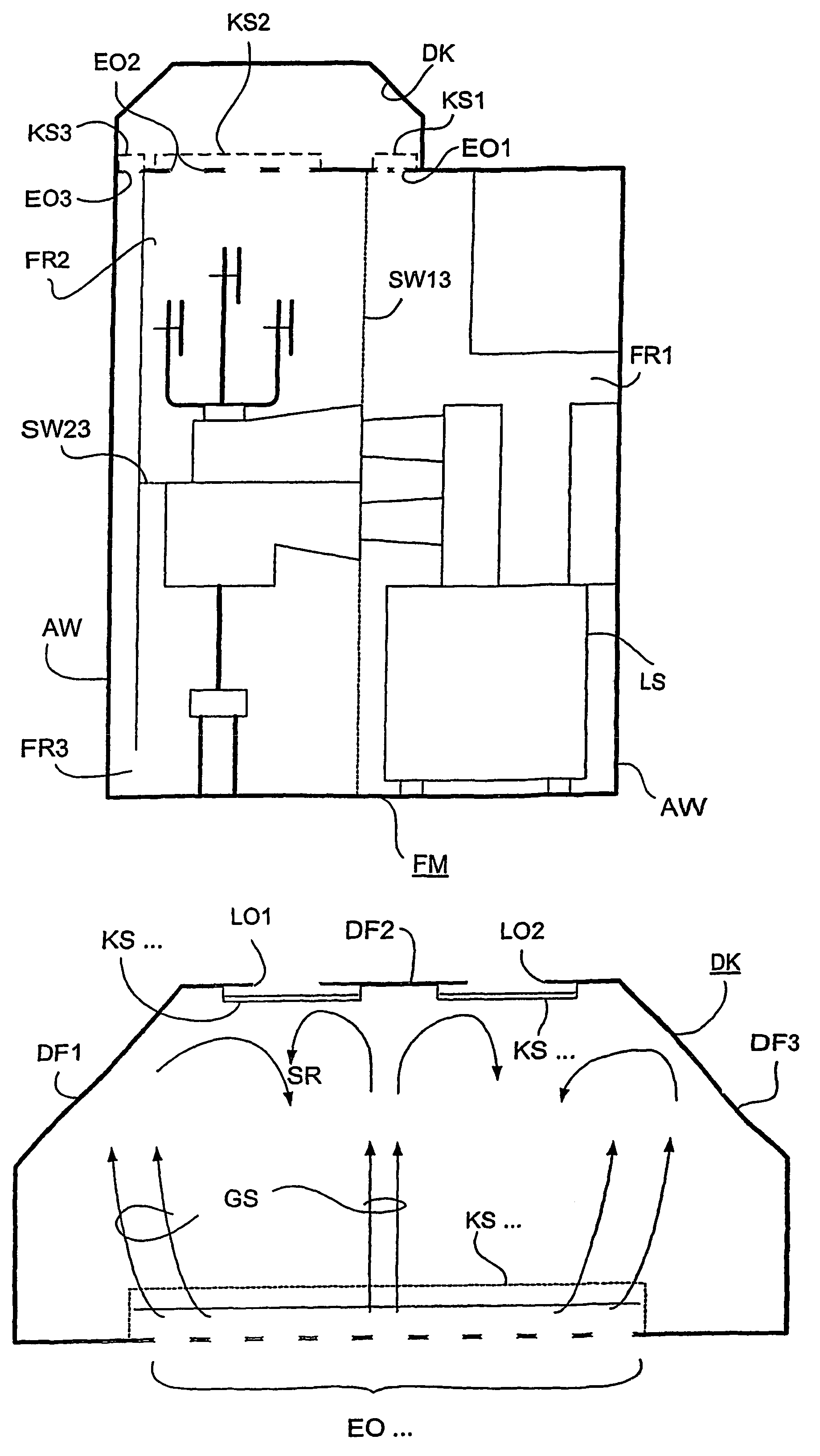 Electrical installation comprising a decompression channel