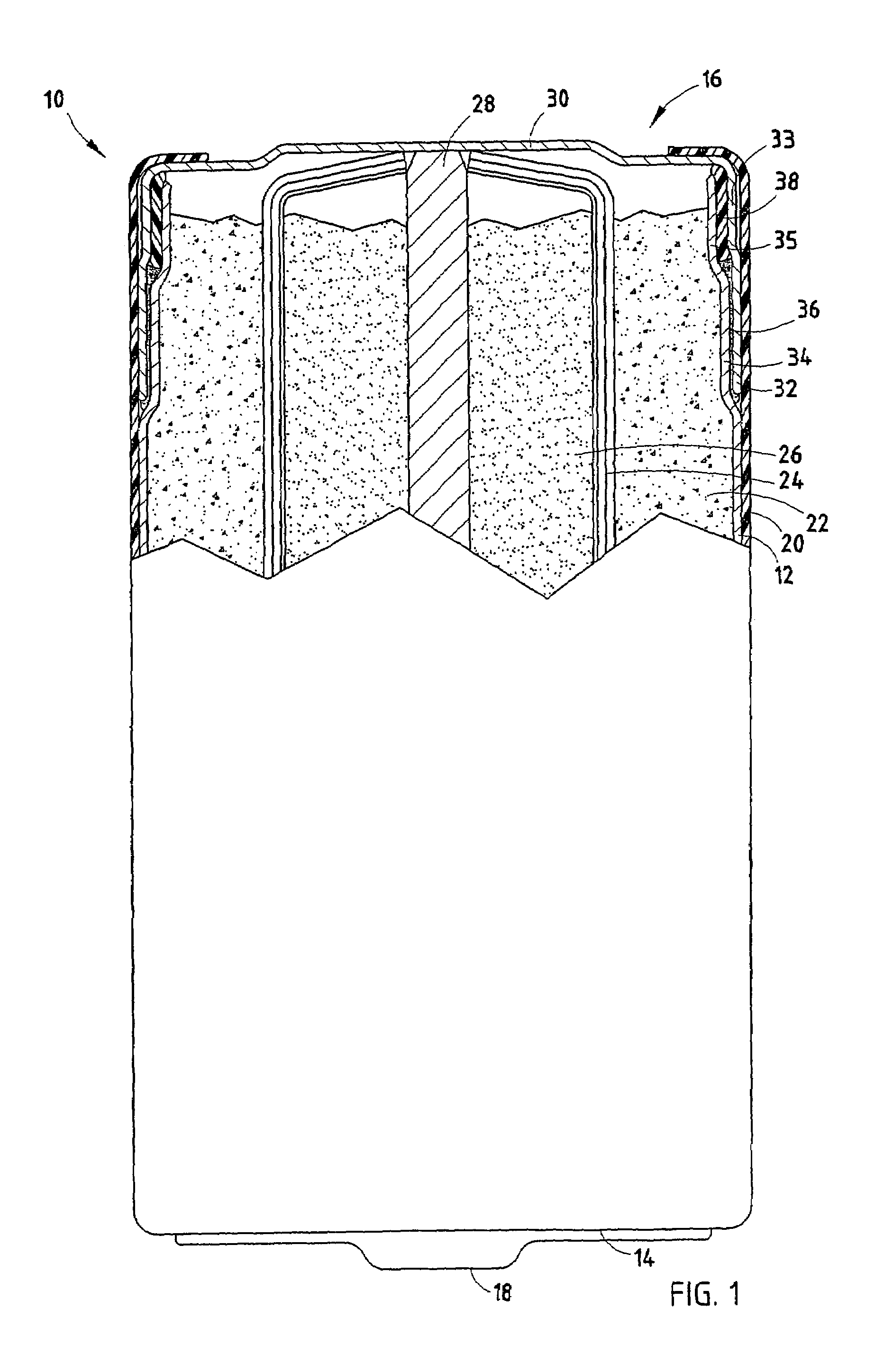 Alkaline electrochemical cell having a non-crimped closure