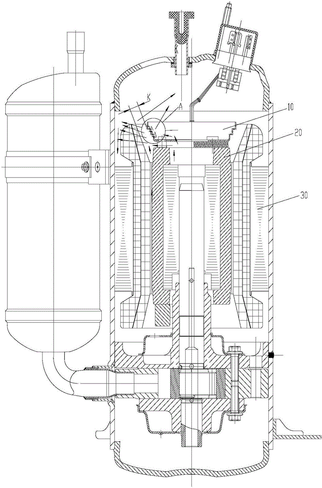 Oil retaining device and compressor comprising same
