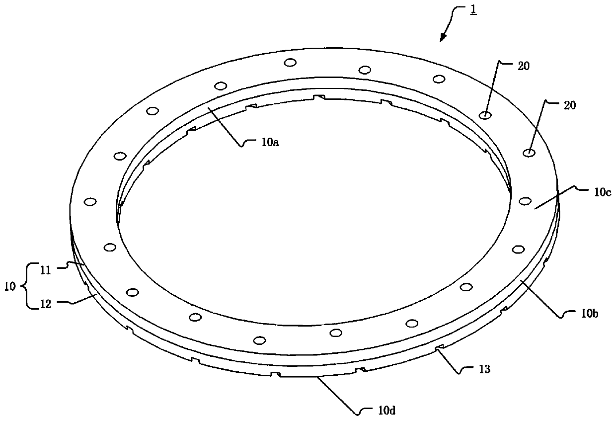 Retaining ring with wave structure on bottom surface and bearing head