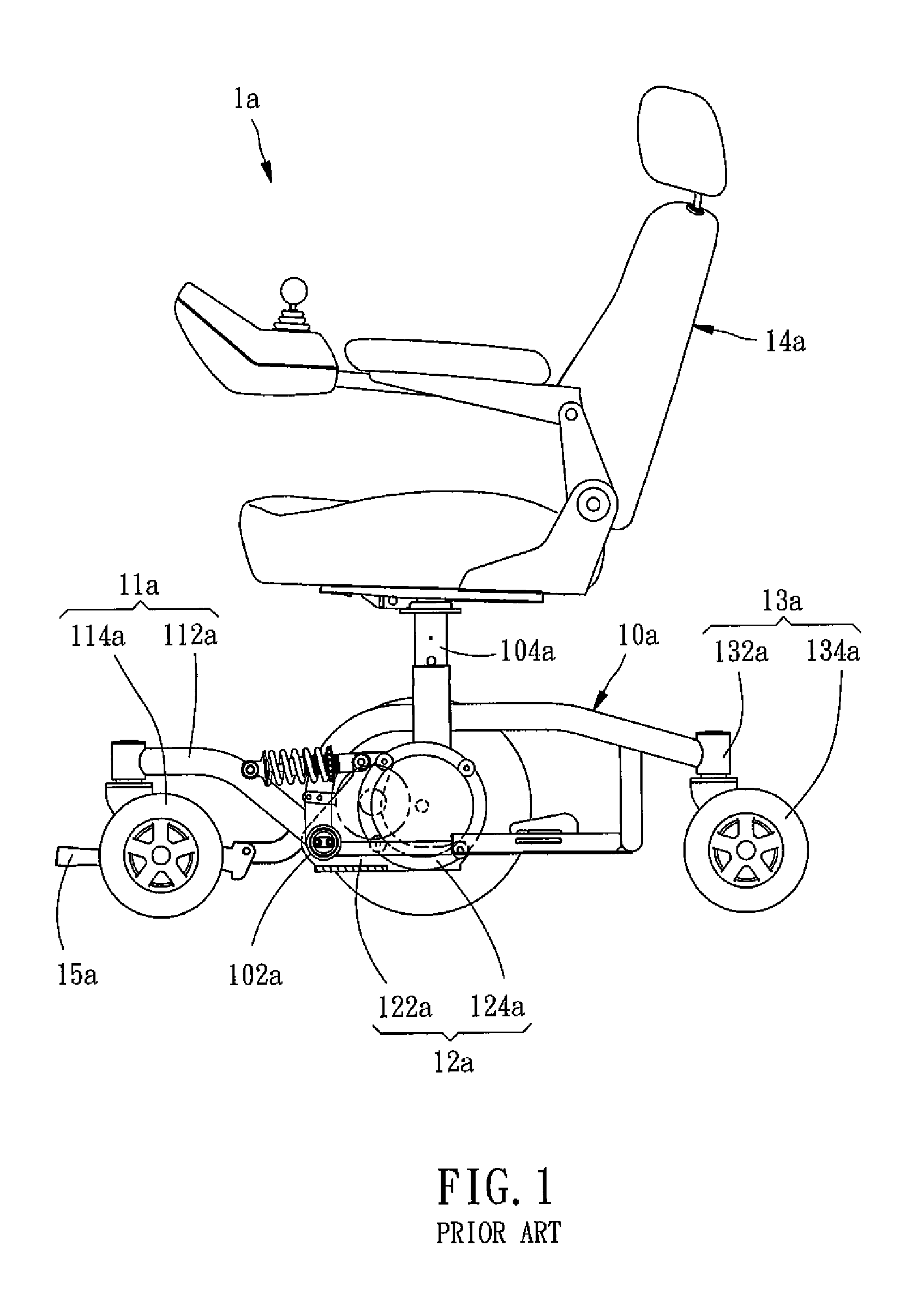 Wheel set structure of an electric wheelchair